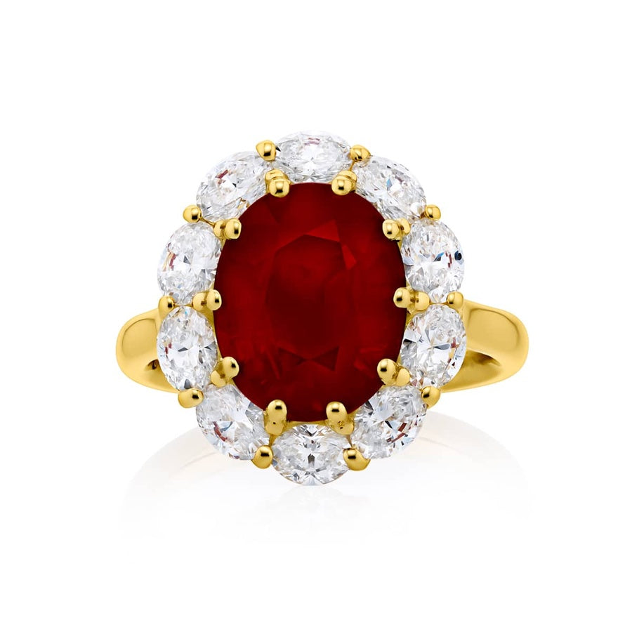 18K Yellow Gold Oval Ruby Certified Ring