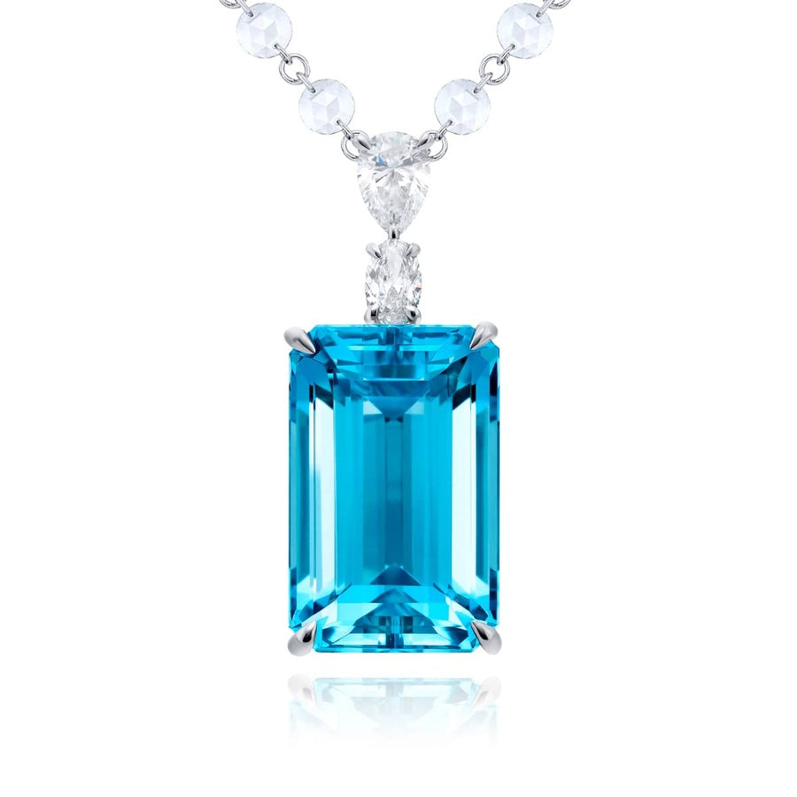 Platinum Emerald-Cut Aquamarine Certified Pendant