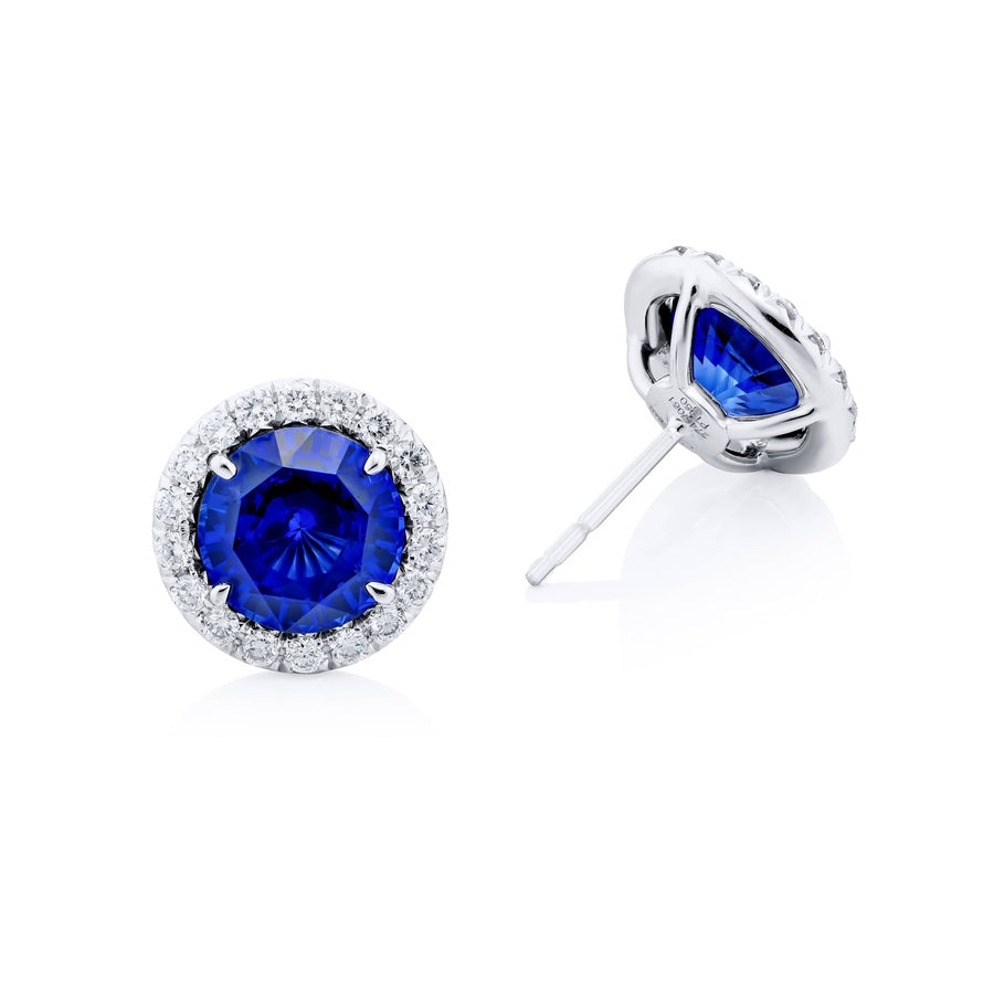 Sapphire and Diamond Halo Stud Earrings
