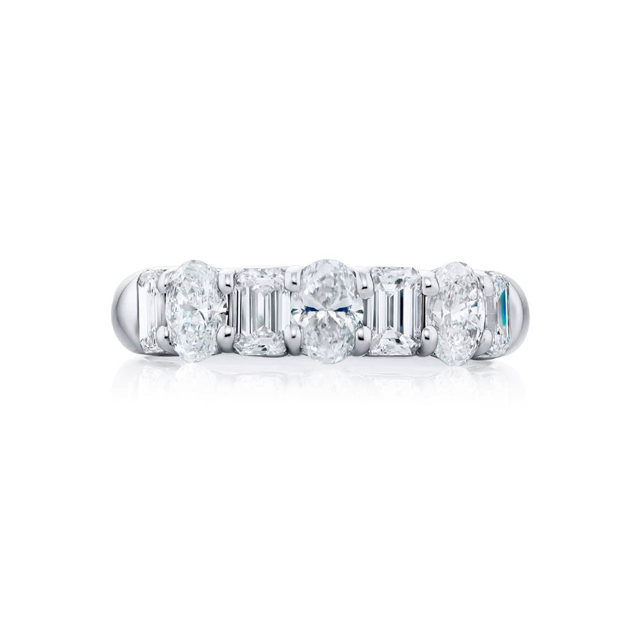 Platinum Emerald-Cut and Oval Diamond Single-Row Band