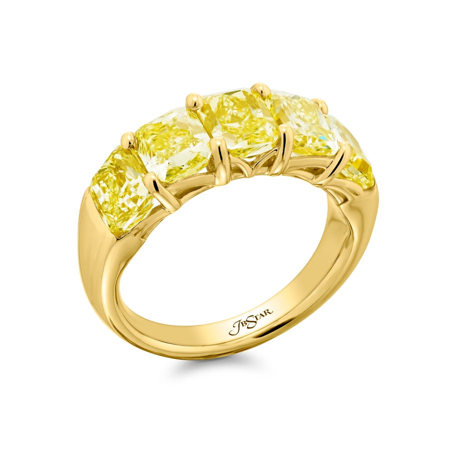 18K Yellow Gold Radiant-Cut Fancy Yellow Diamond Single-Row GIA Certified Band