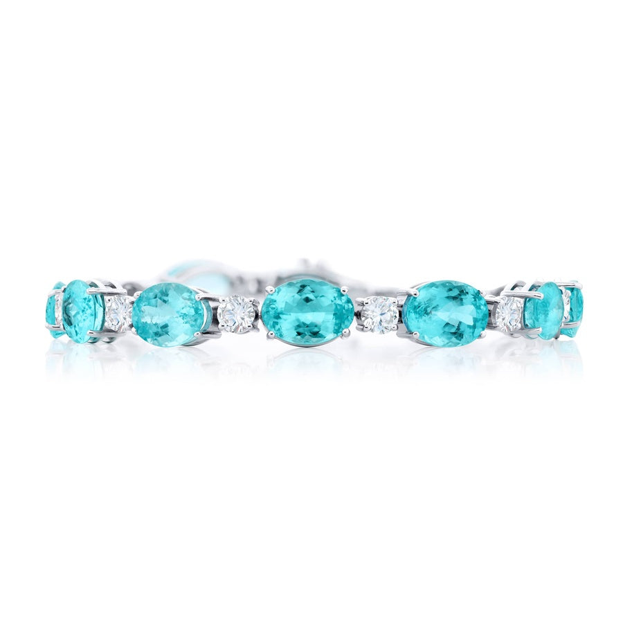 Platinum Oval Paraiba and Diamond Bracelet