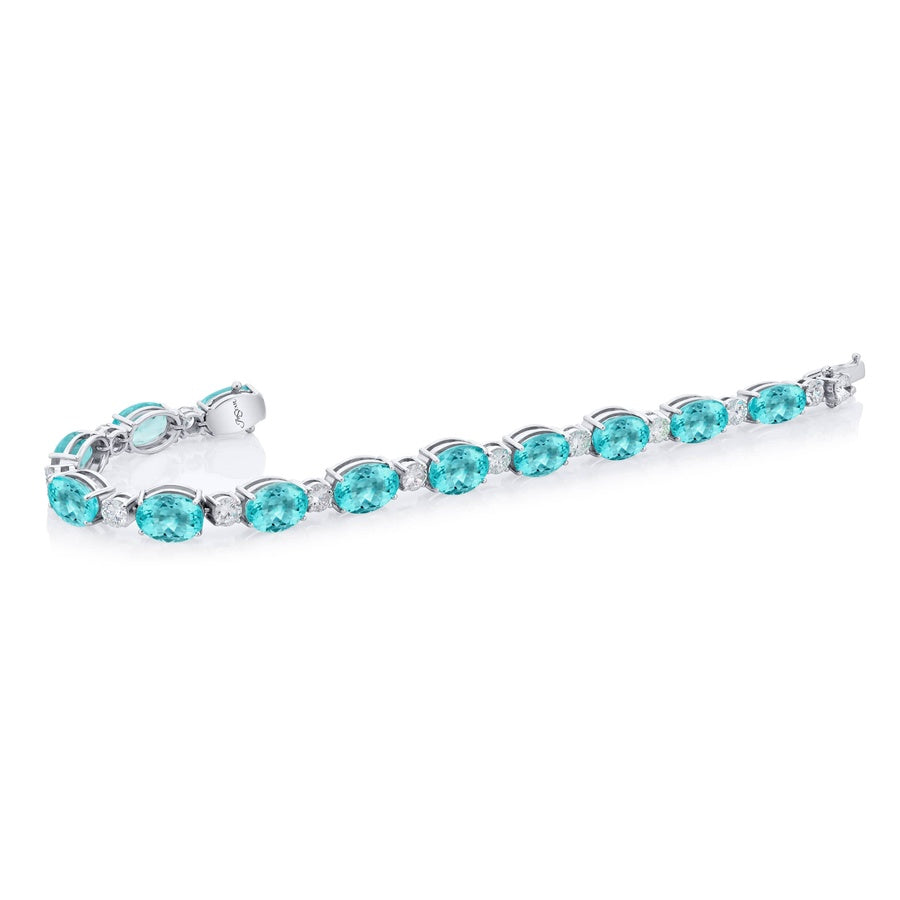 Platinum Oval Paraiba and Diamond Bracelet