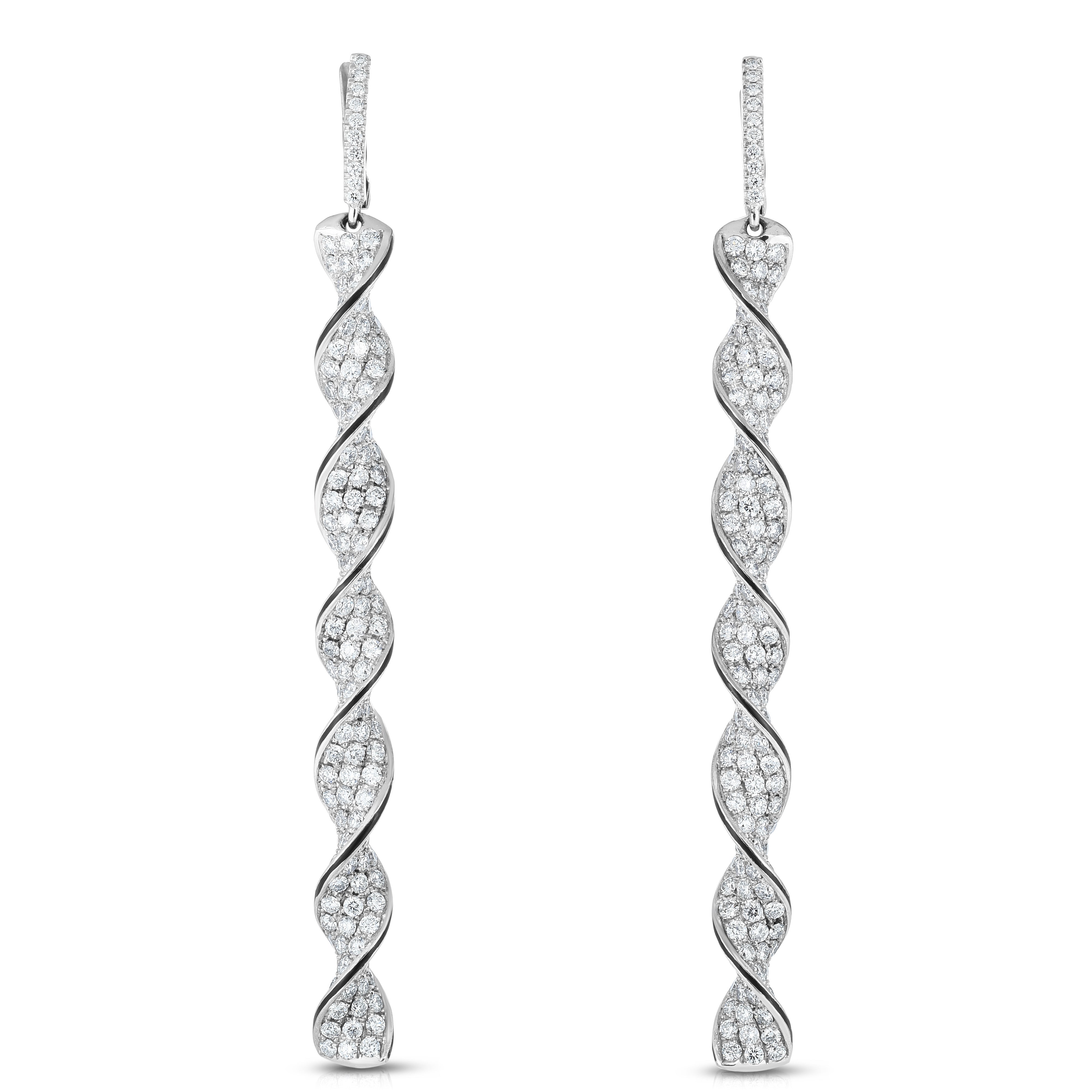 Pavé Diamond Swirl Drop Earrings