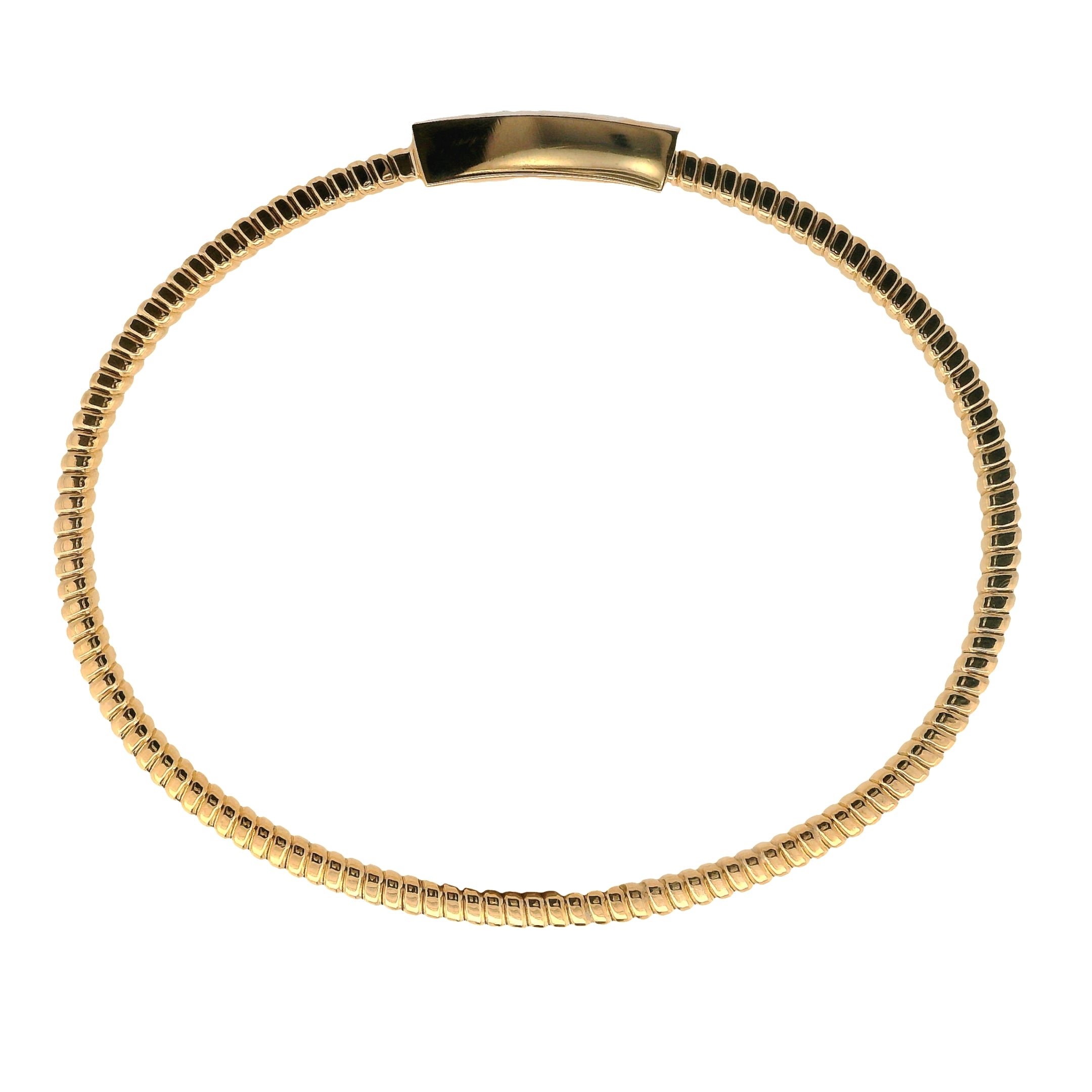 Tubogas Bangle with Pavé Diamond Rectangle Center