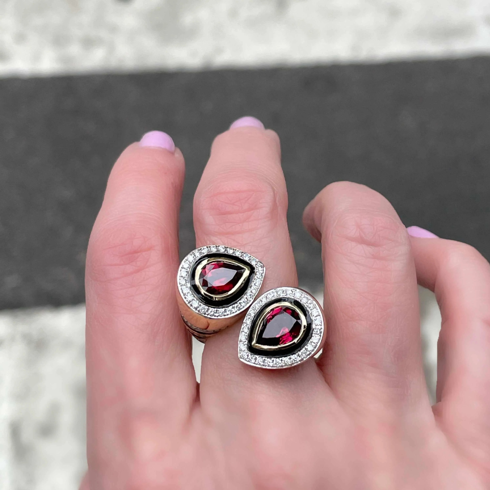 Pink Tourmaline Pear Bypass Ring