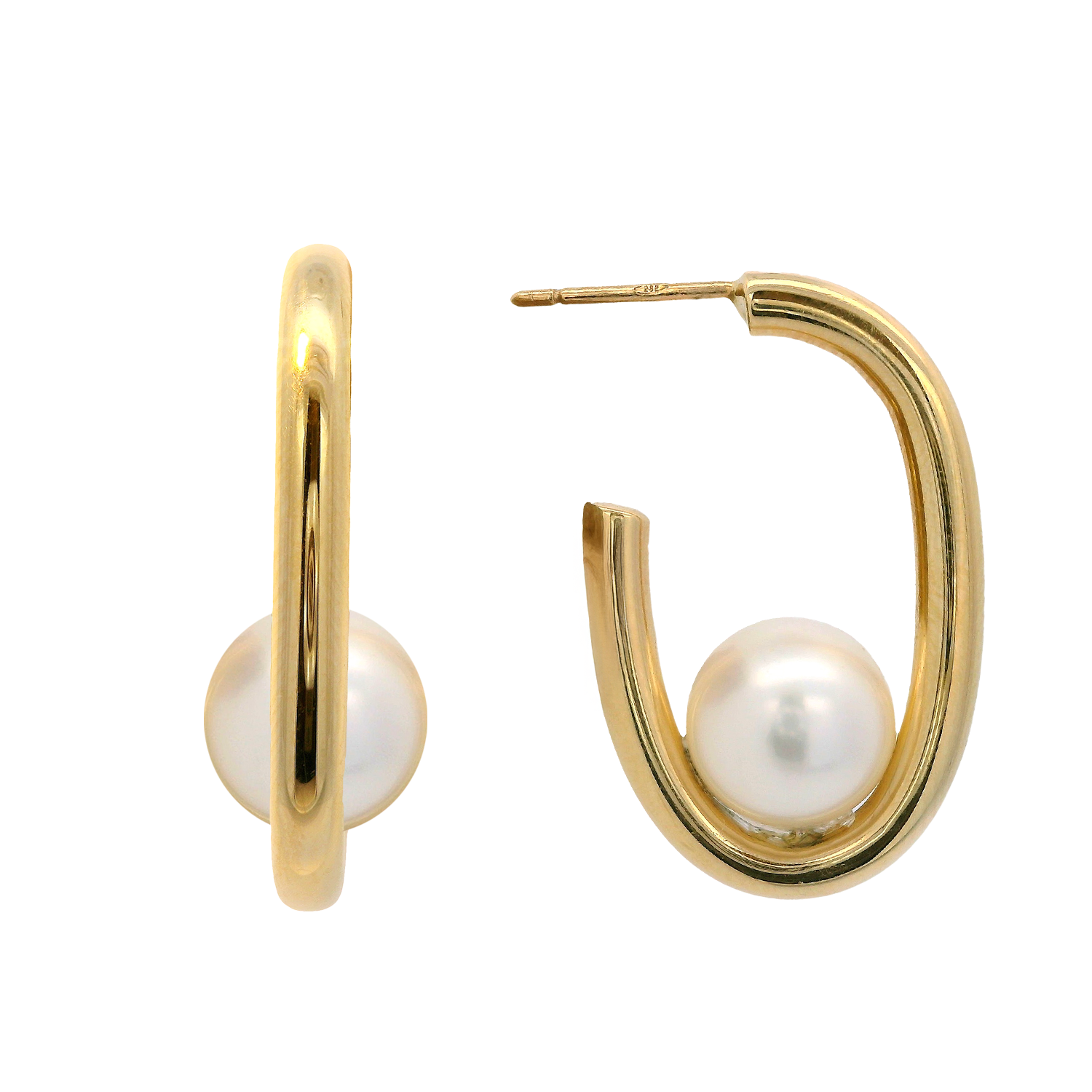Floating Akoya Pearl Hoop Earrings