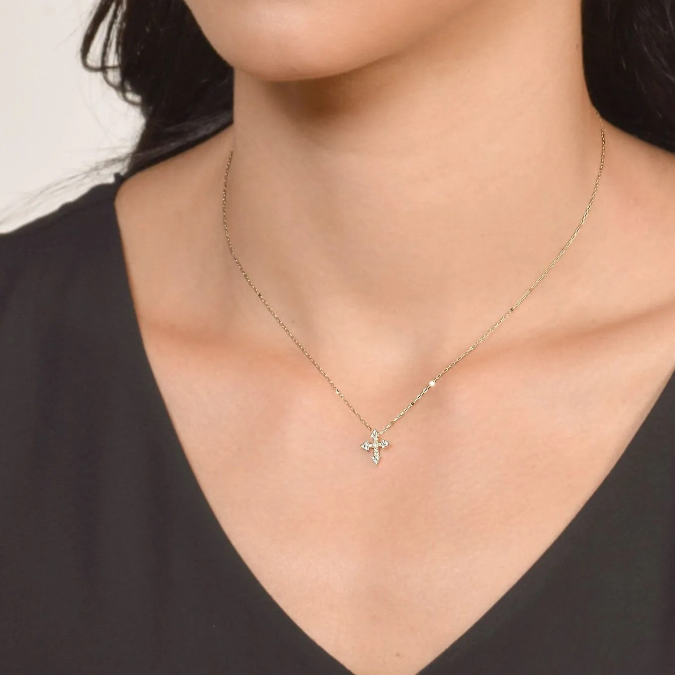 Provence Champagne Tiny Cross Necklace