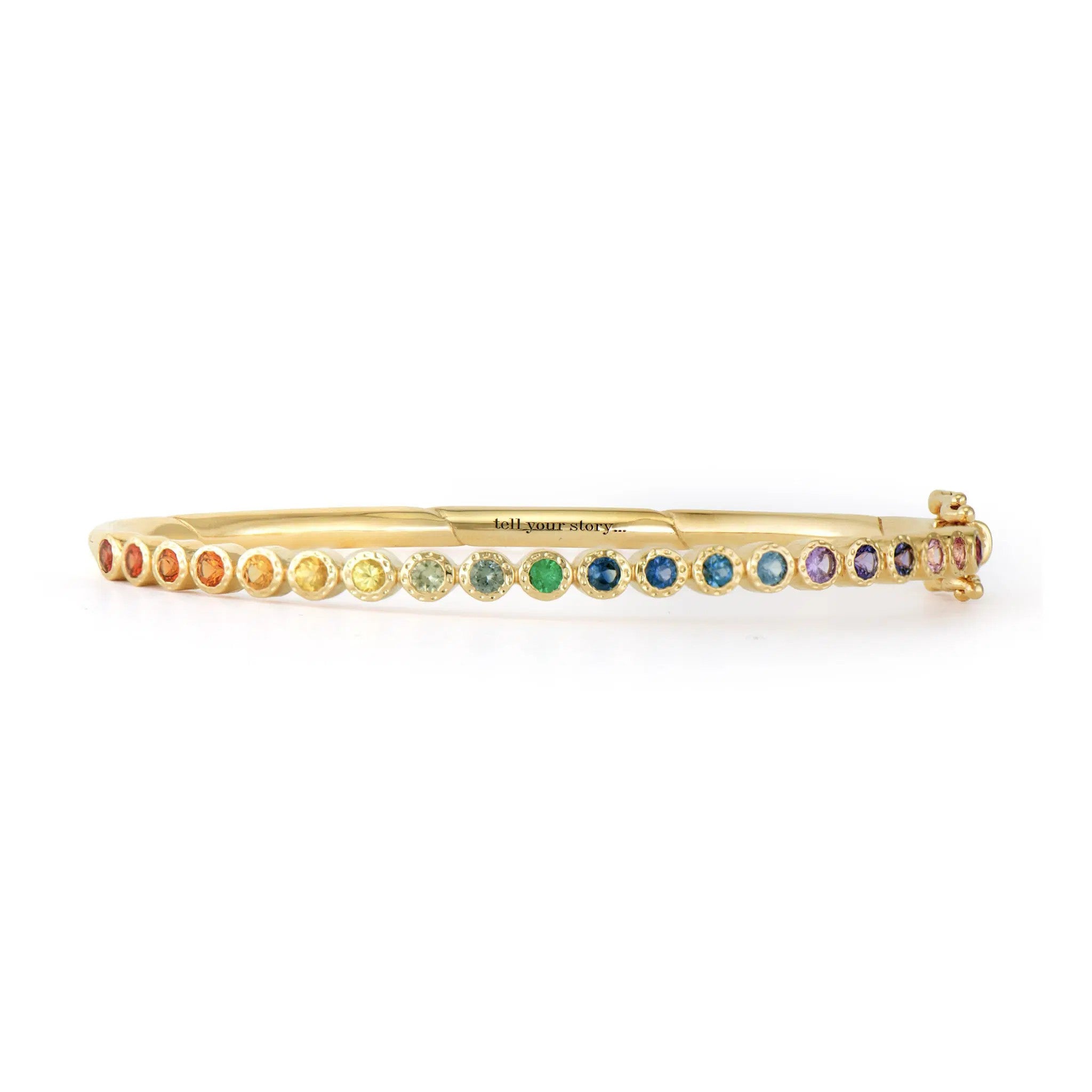 Classic Bezel Set Rainbow Sapphire Bangle