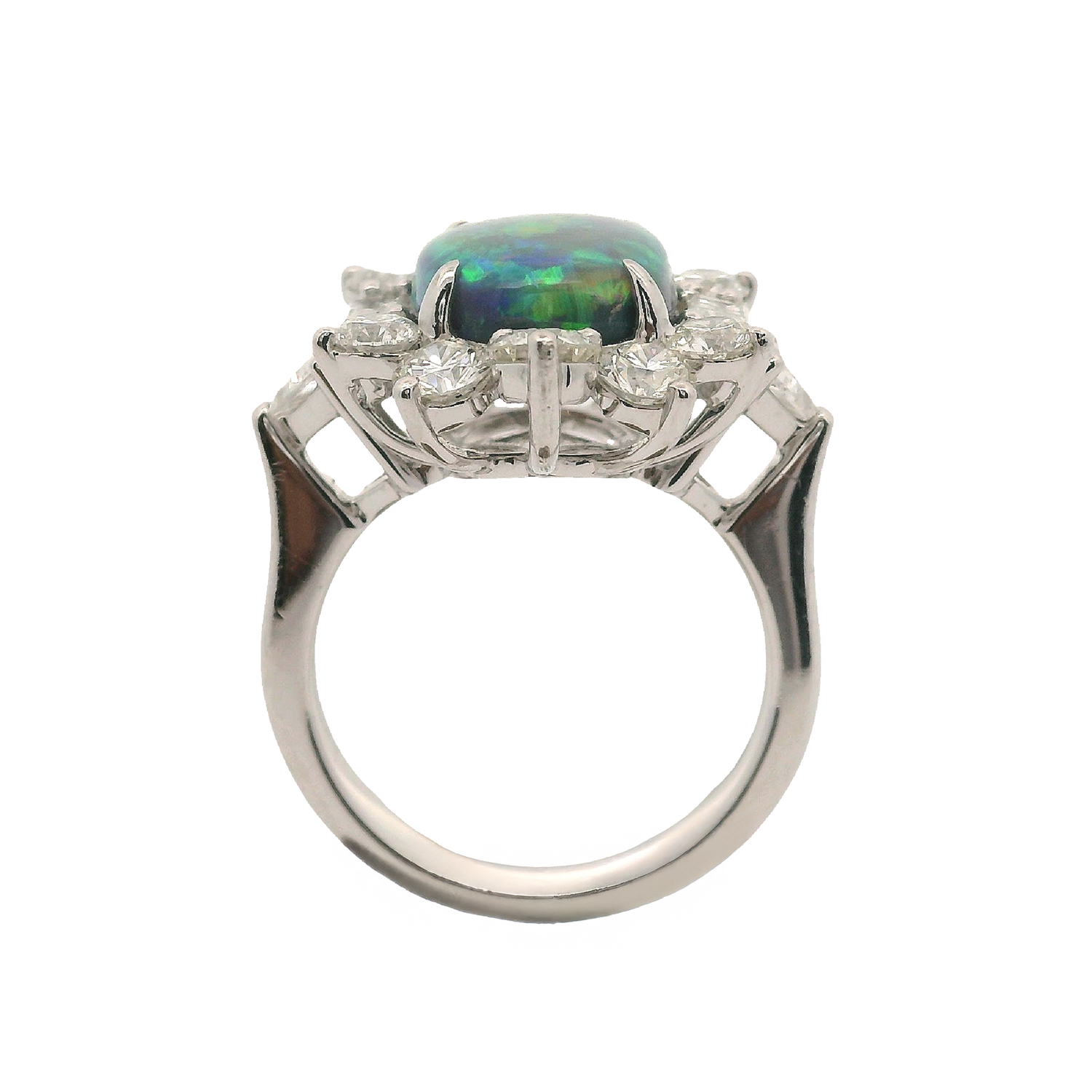 Oval Opal Ring with Diamonds