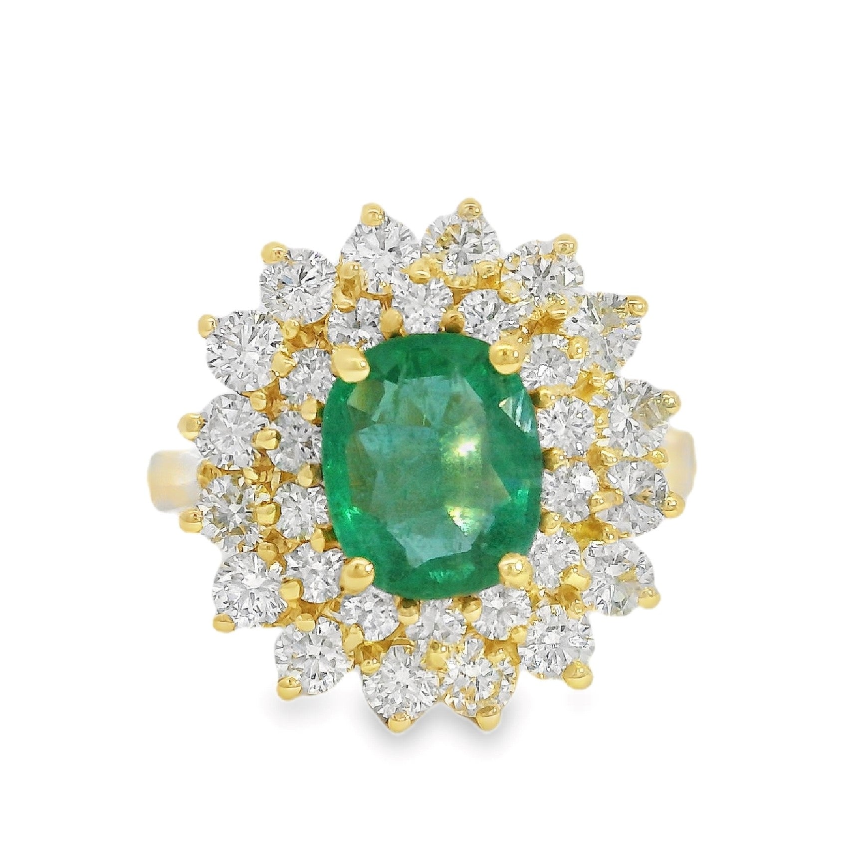 Emerald & Diamond Double Halo Ring