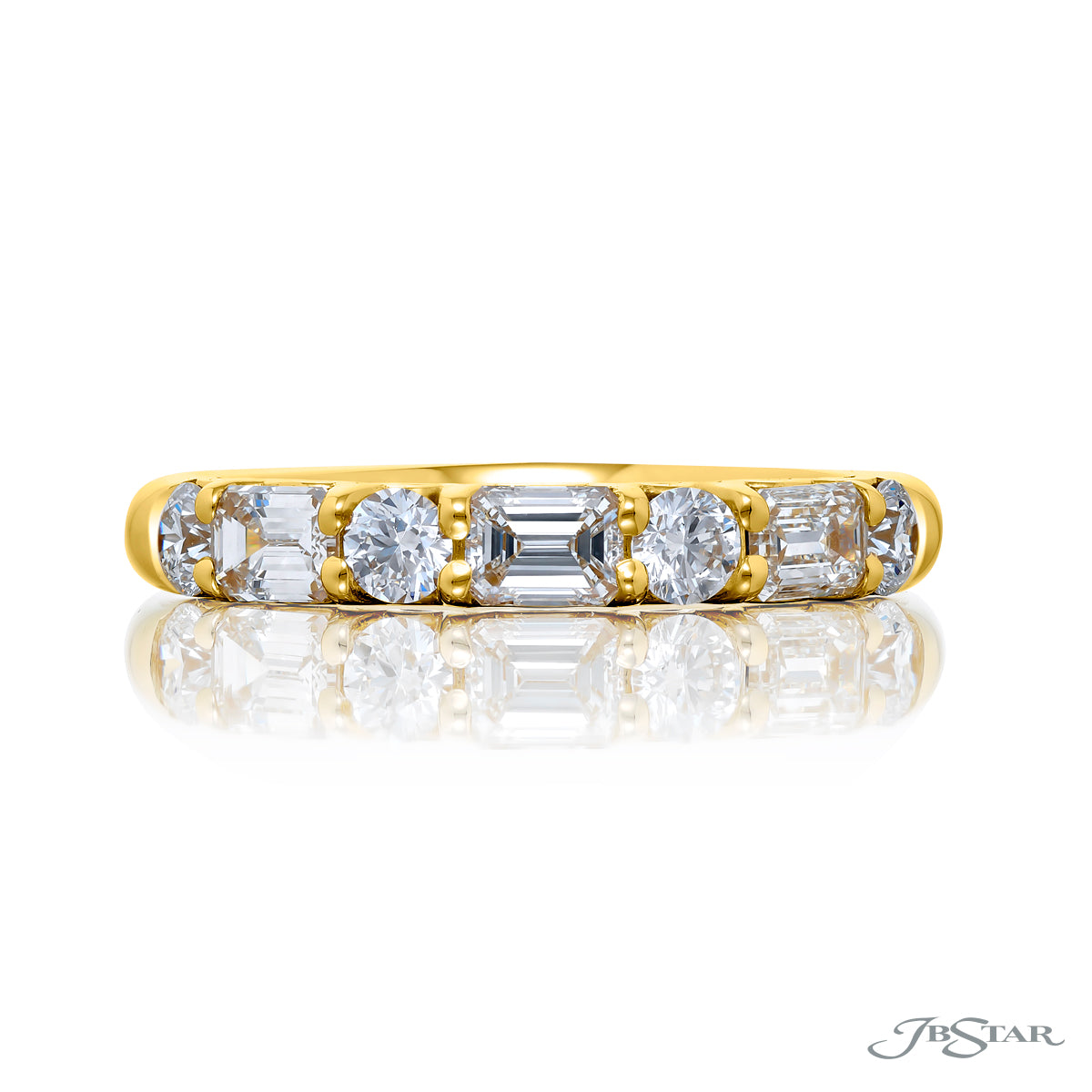 Round and Emerald Cut Diamond Halfway Band