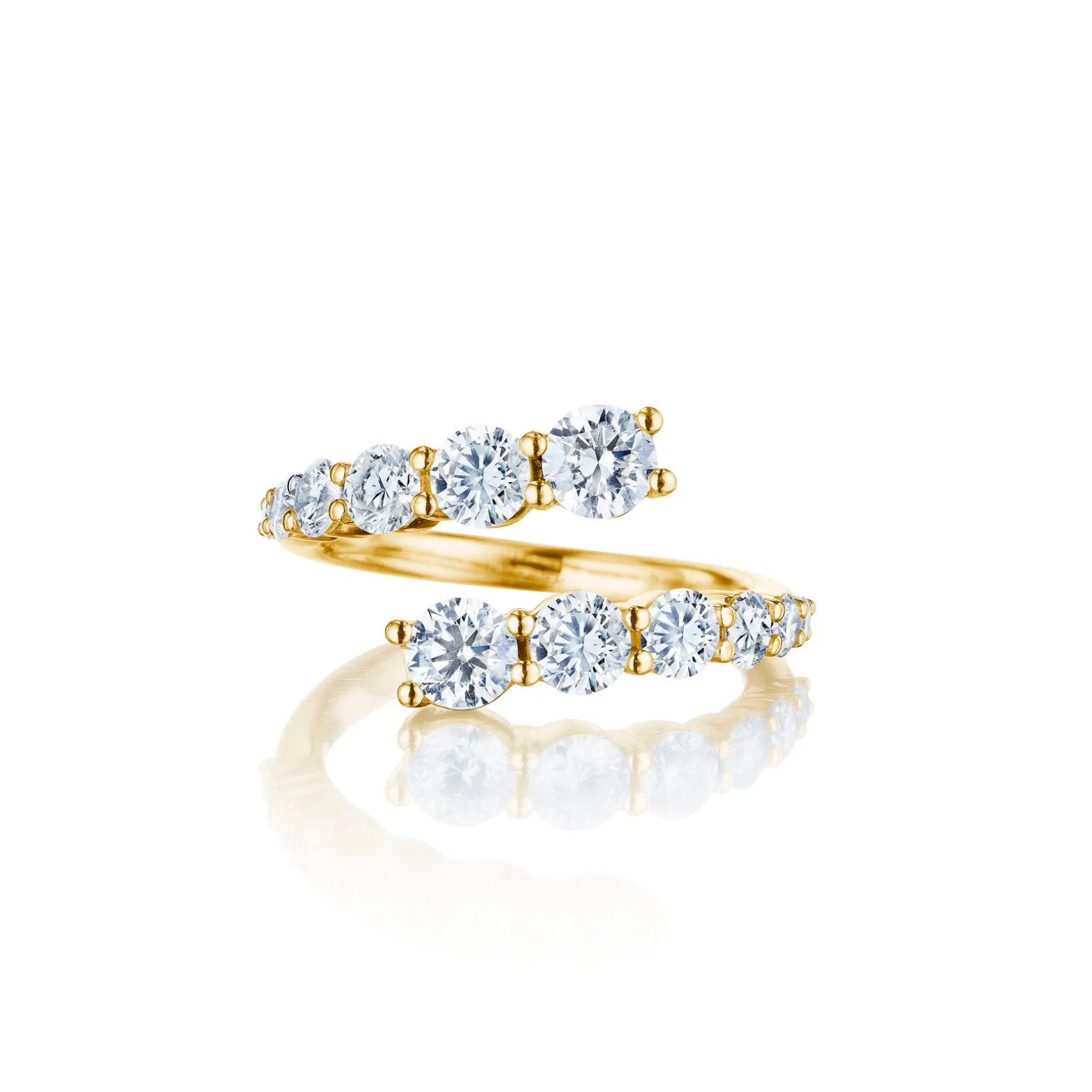 Graduated Round Diamond Bypass Ring