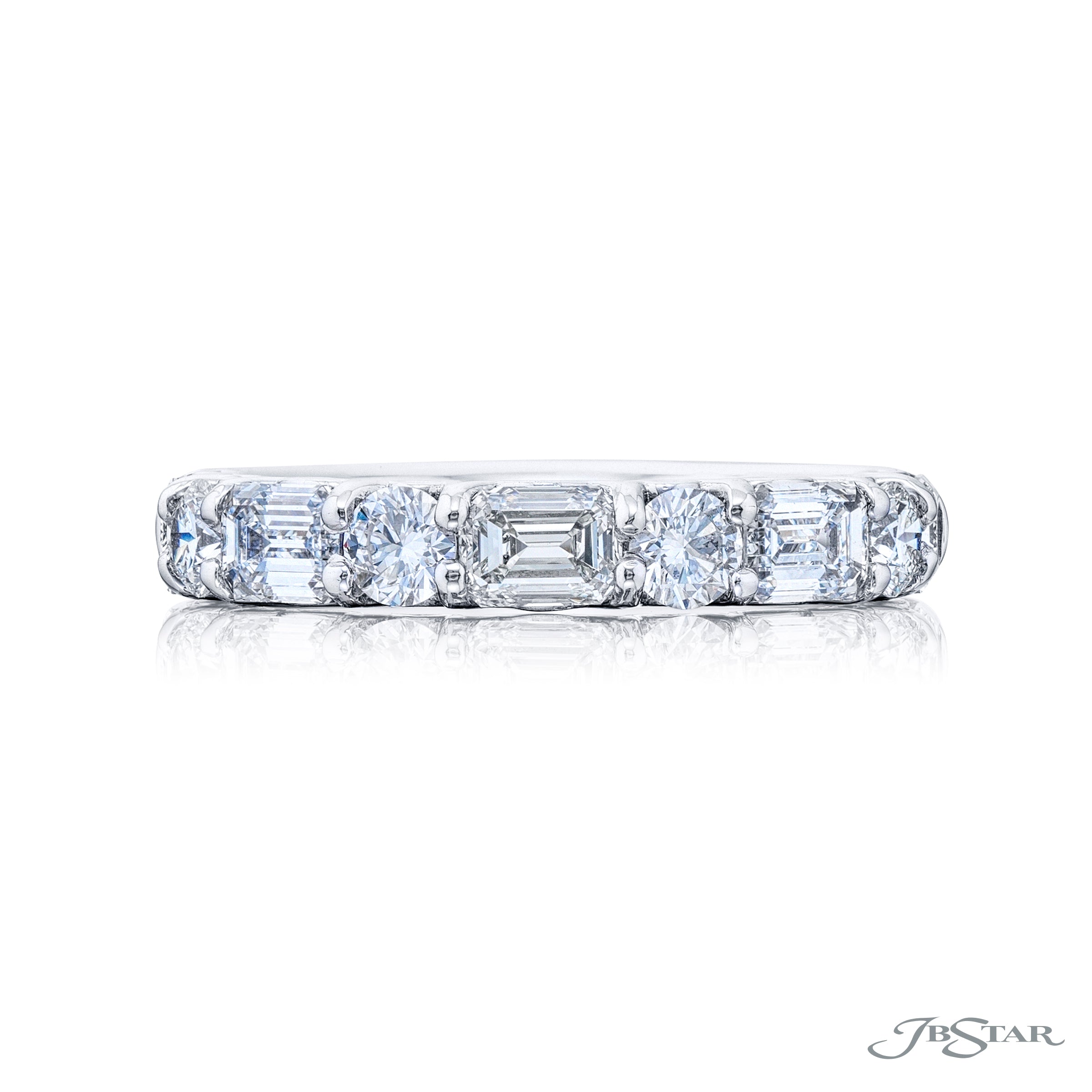 Round and Emerald Cut Diamond Band