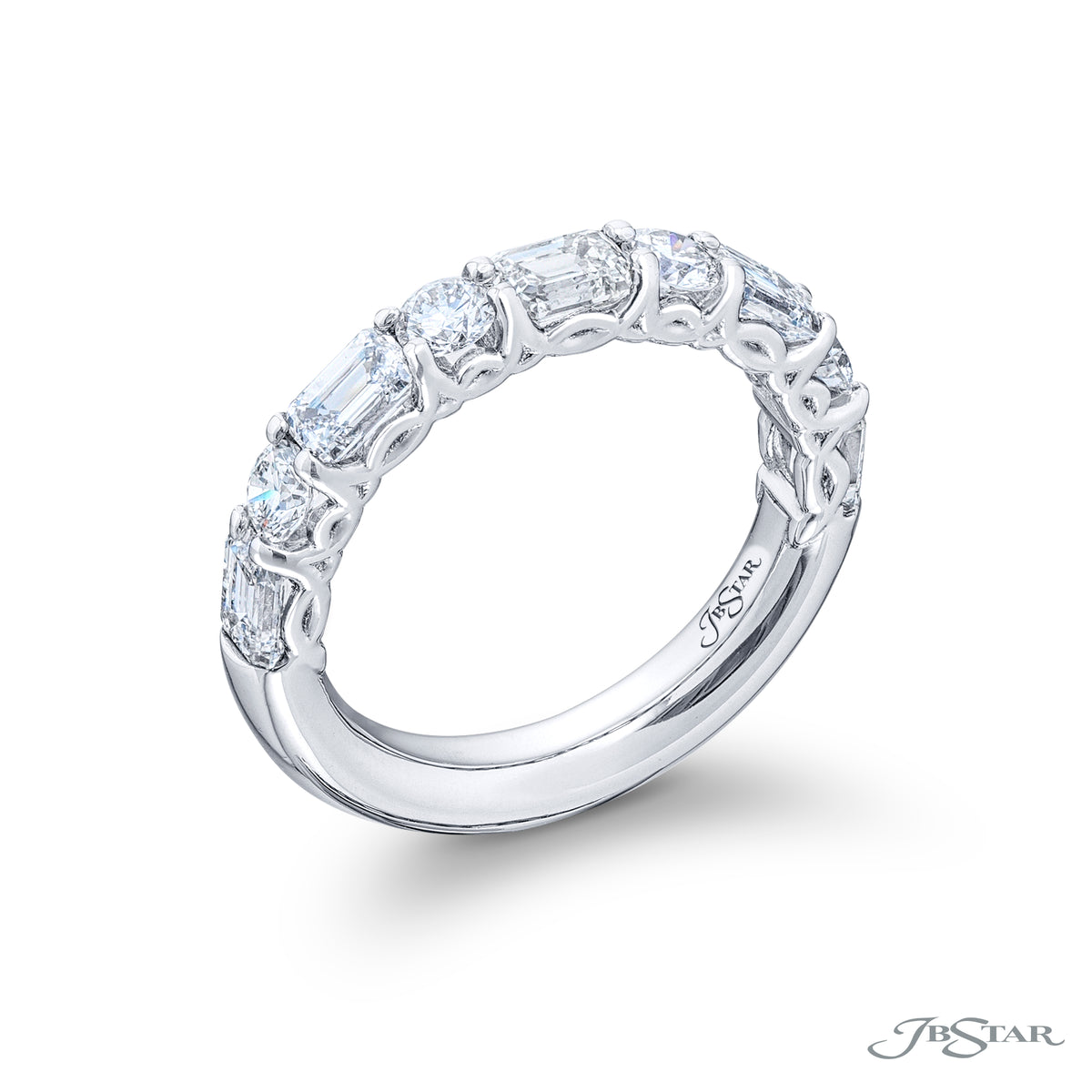 Round and Emerald Cut Diamond Band