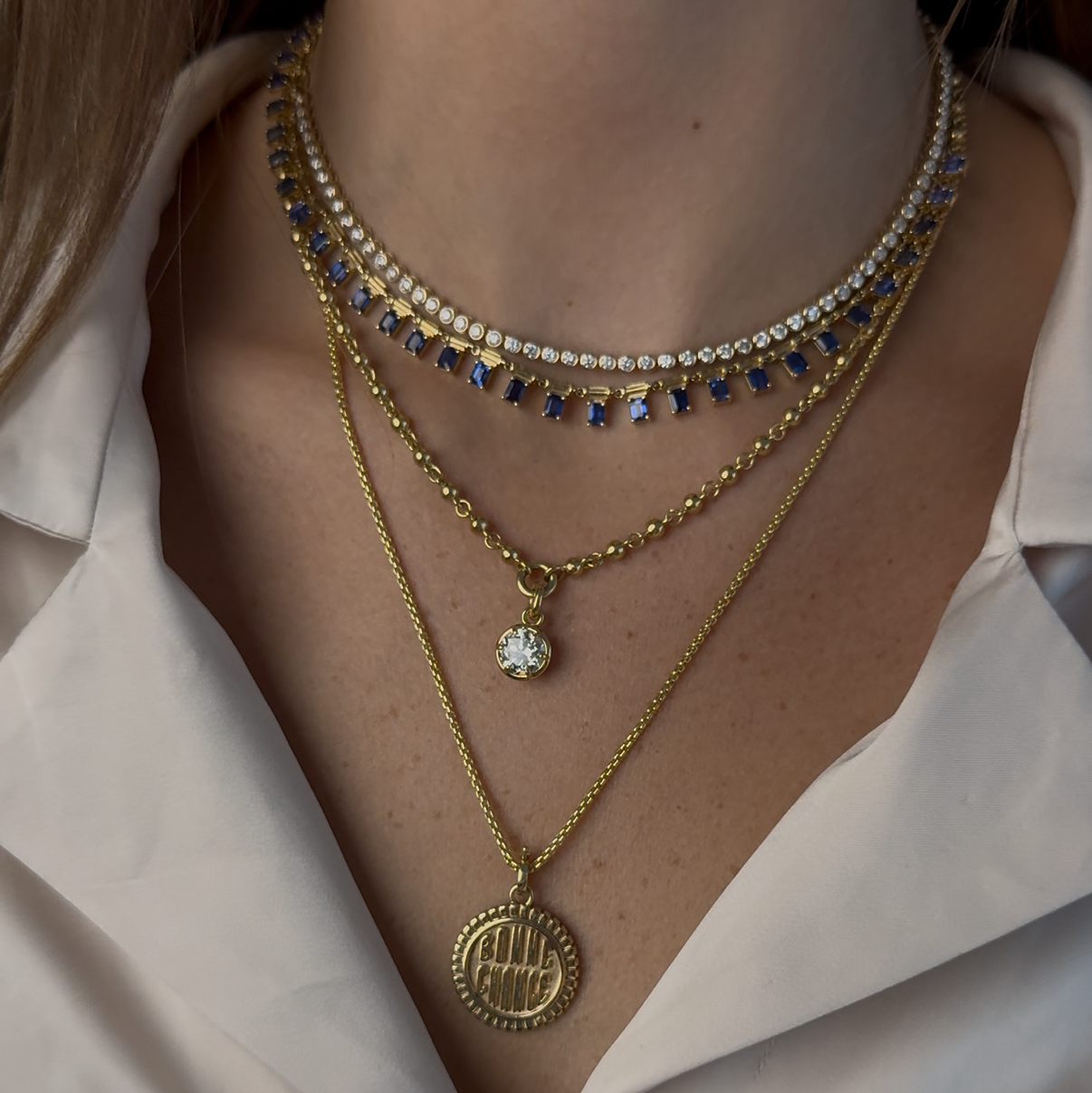 Randi Drop Necklace on Mirella Chain