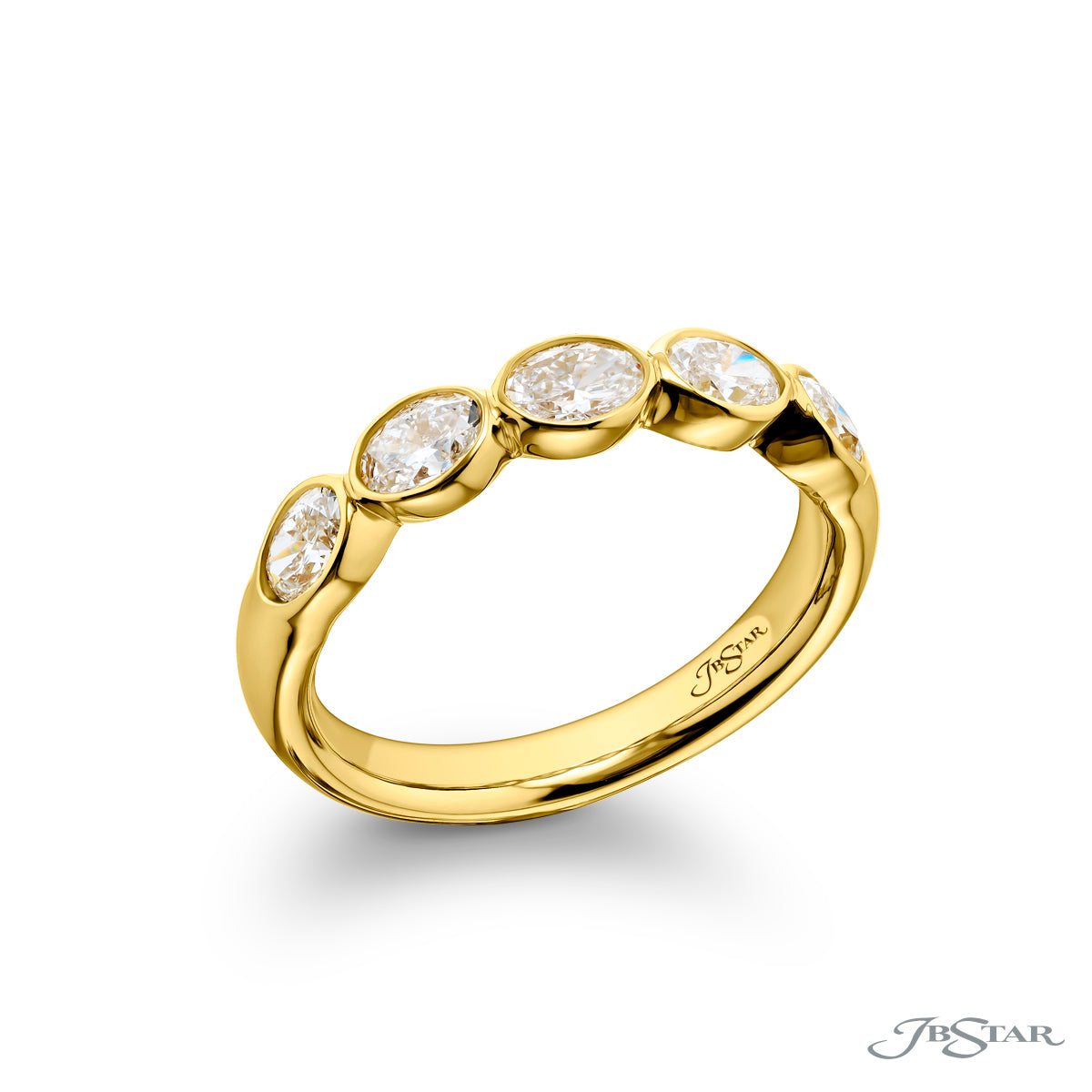 East-West Bezel Oval Diamond Half-Band