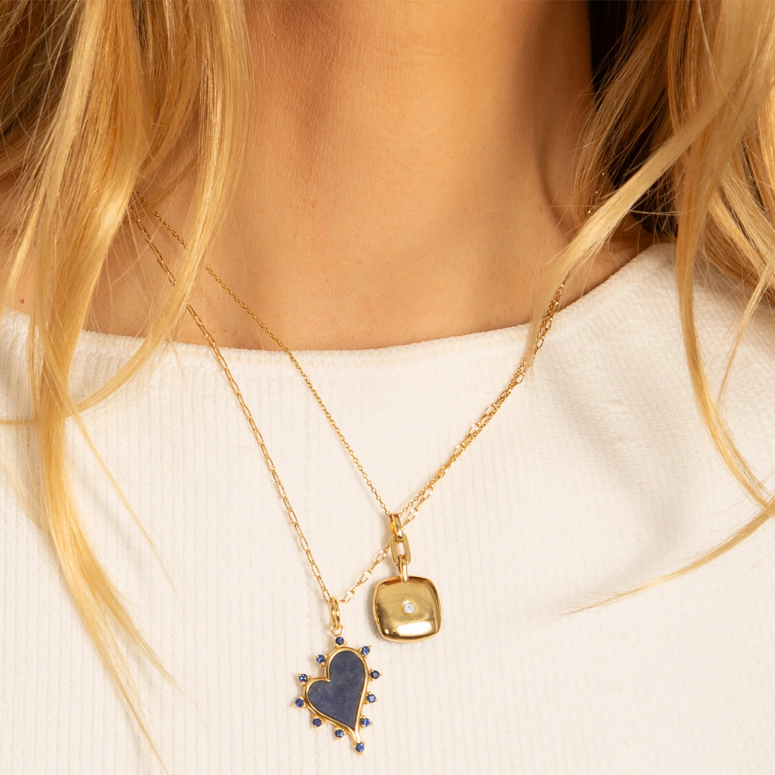 Slim "Viv" Gold Locket Necklace with Diamond