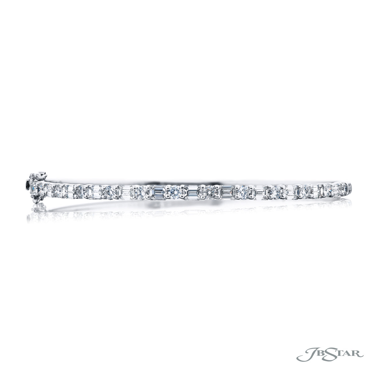 Emerald Cut and Round Diamond Bangle
