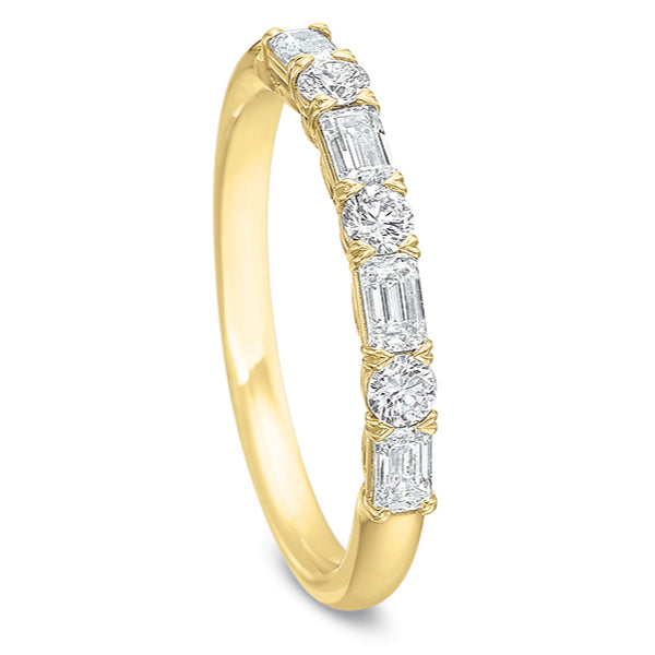 Petite Grand Aire Alternating Emerald Cut & Round Diamond Anniversary Band