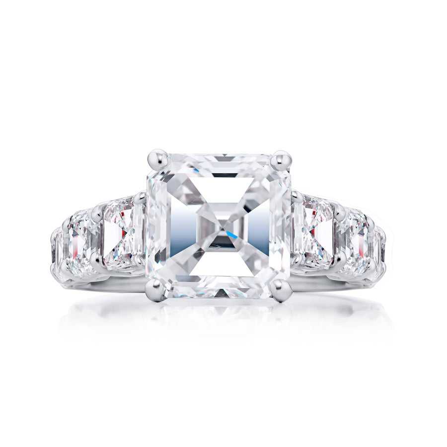 Platinum Square Emerald-Cut Diamond GIA Certified Engagement Ring