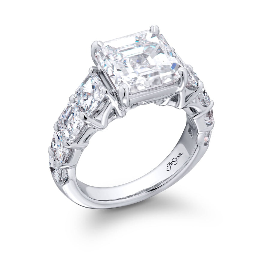 Platinum Square Emerald-Cut Diamond GIA Certified Engagement Ring