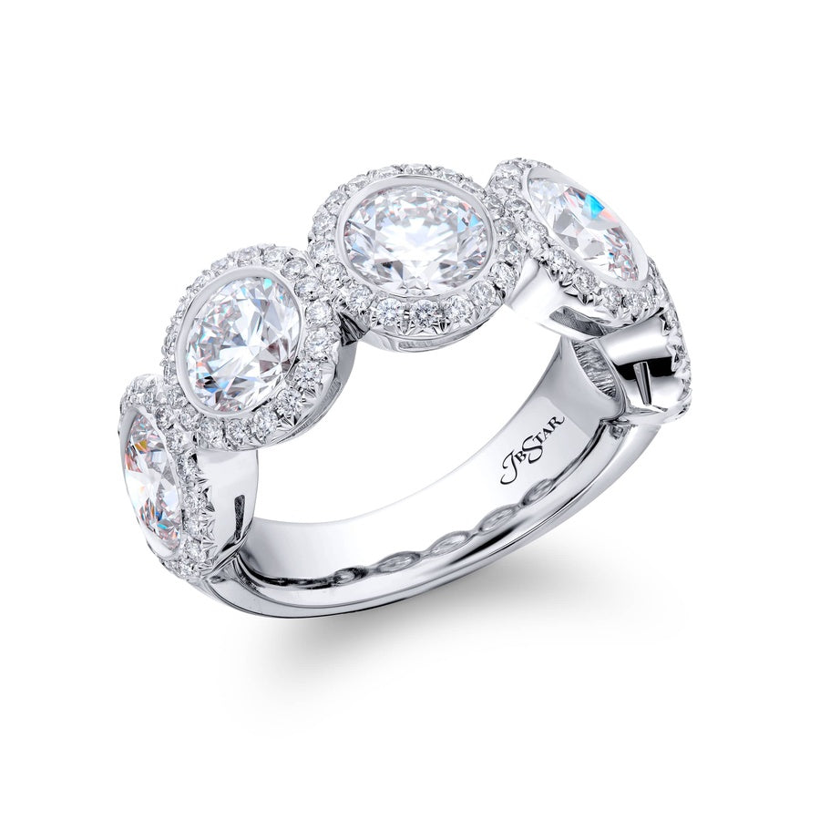 Platinum Round Diamond Single-Row Bezel Set GIA Certified Band