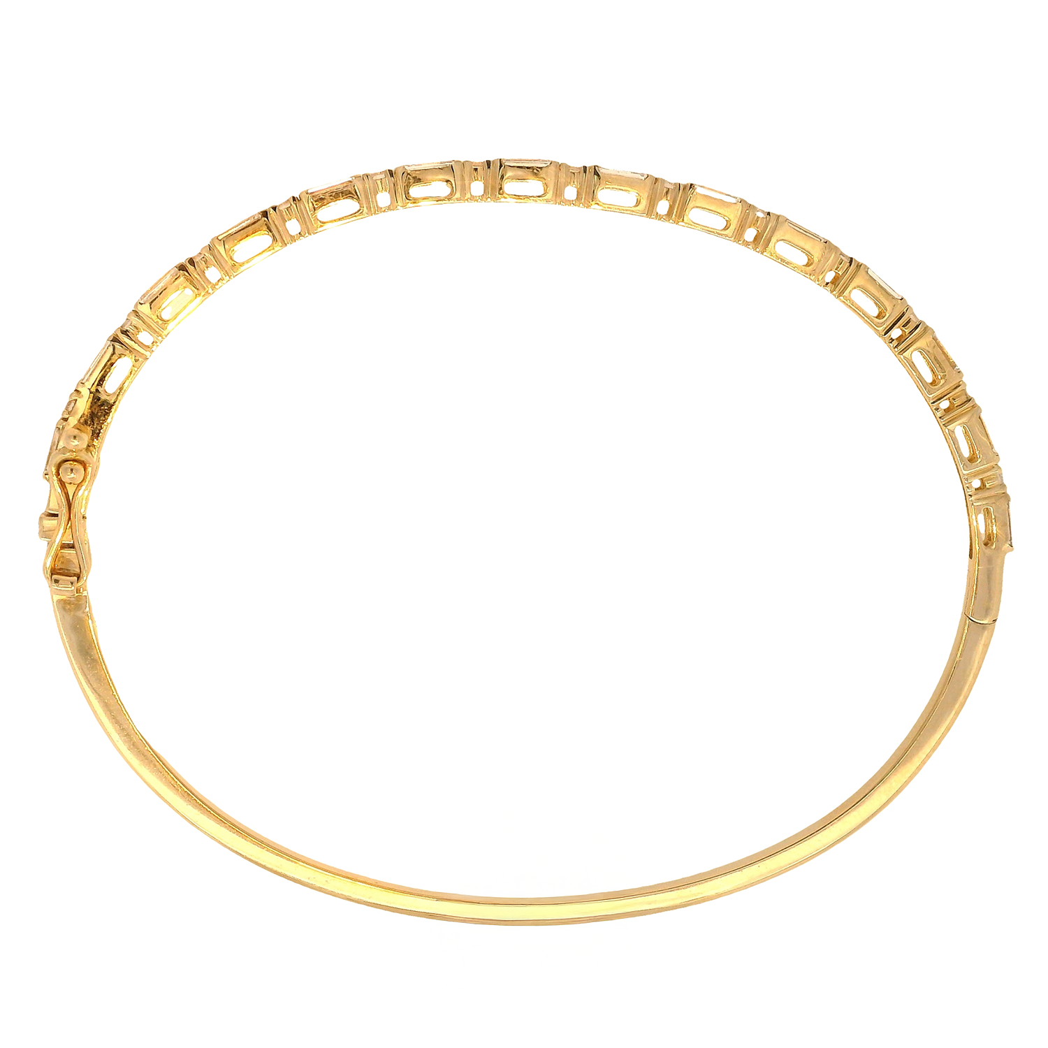 Alternating Round and Baguette Diamond Bangle