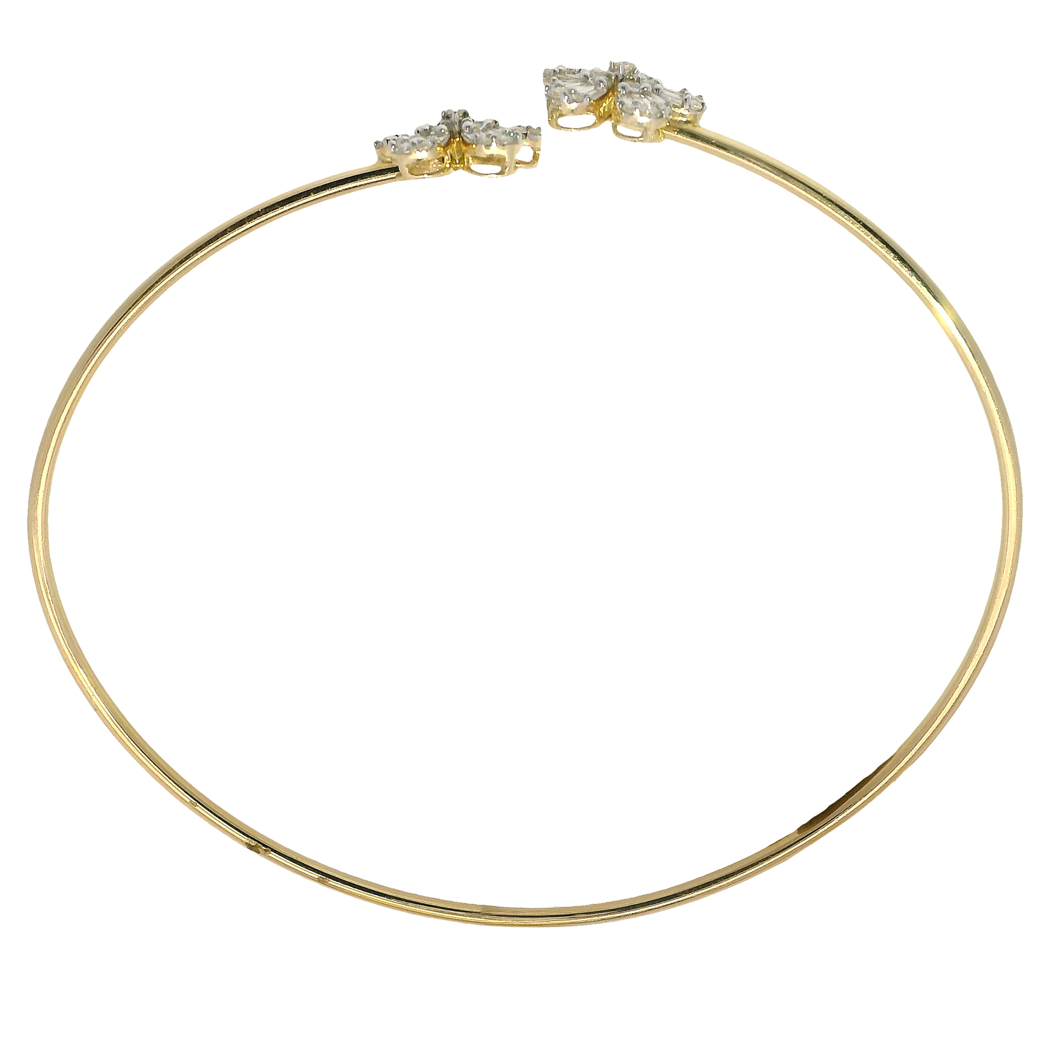 Split Bangle with Round Brilliant and Baguette Diamond Flowers