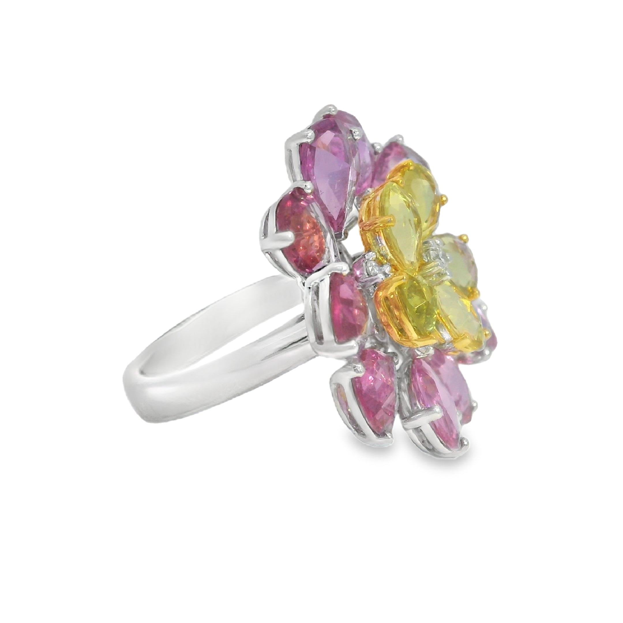 Sapphire and Diamond Flower Ring