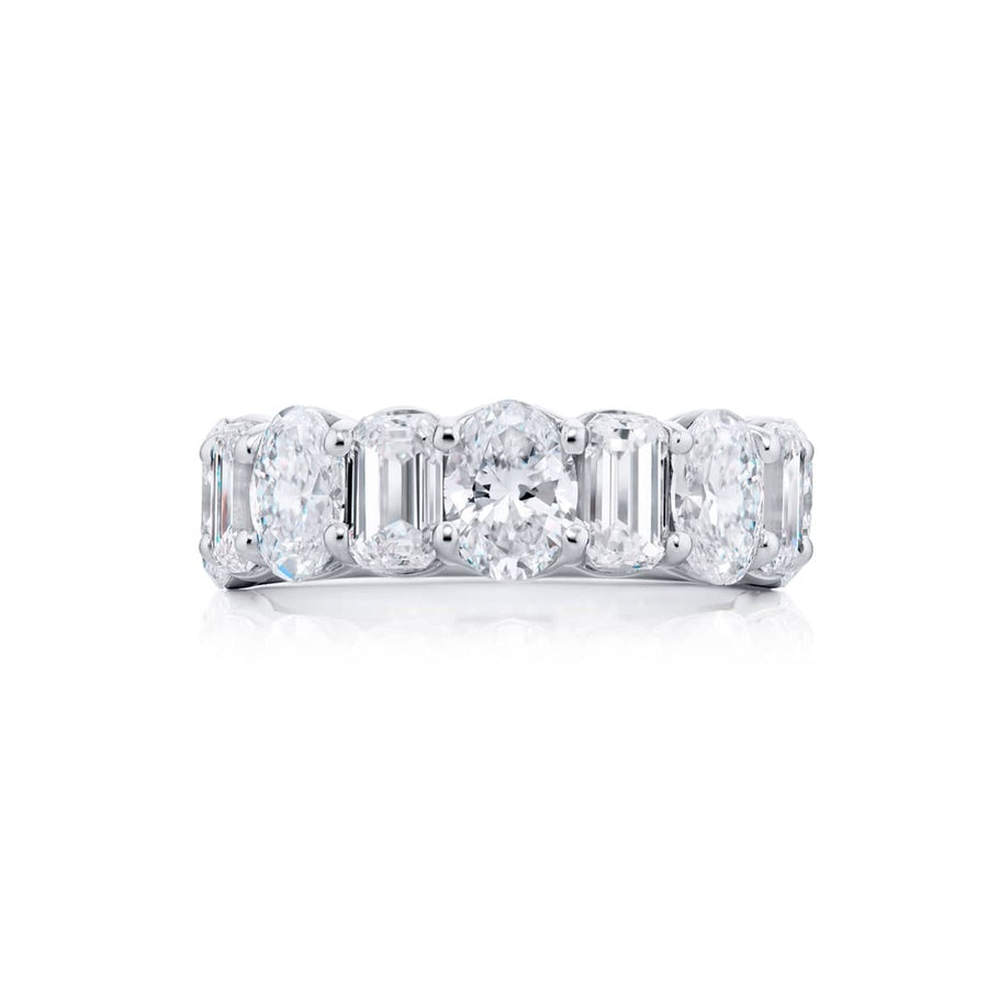 Platinum Emerald-Cut and Oval Diamond Single-Row Band