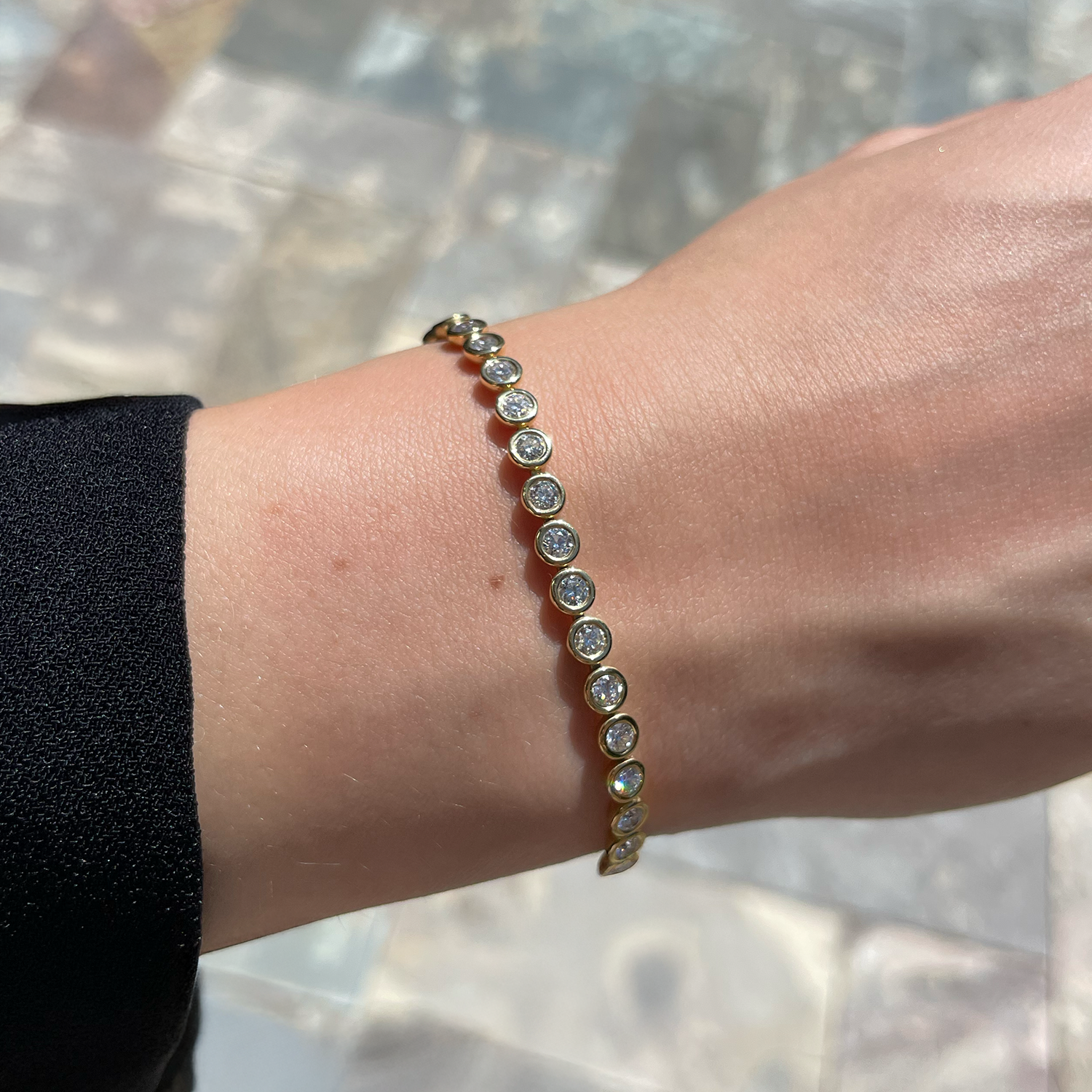 3.20ctw Bezel Round Diamond Tennis Bracelet