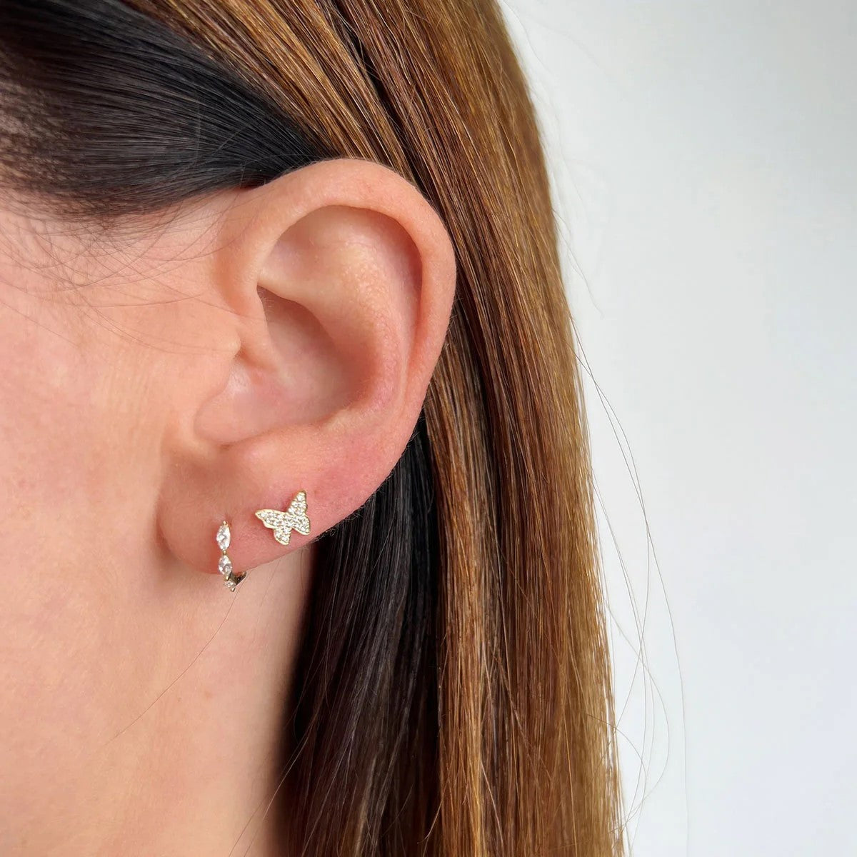 Diamond Butterfly Stud Earrings