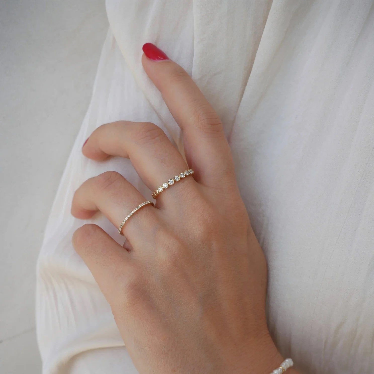 Diamond Bezel Stack Ring