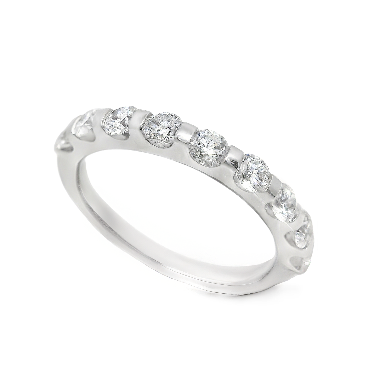 Shared Bar Prong Round Diamond Anniversary Band