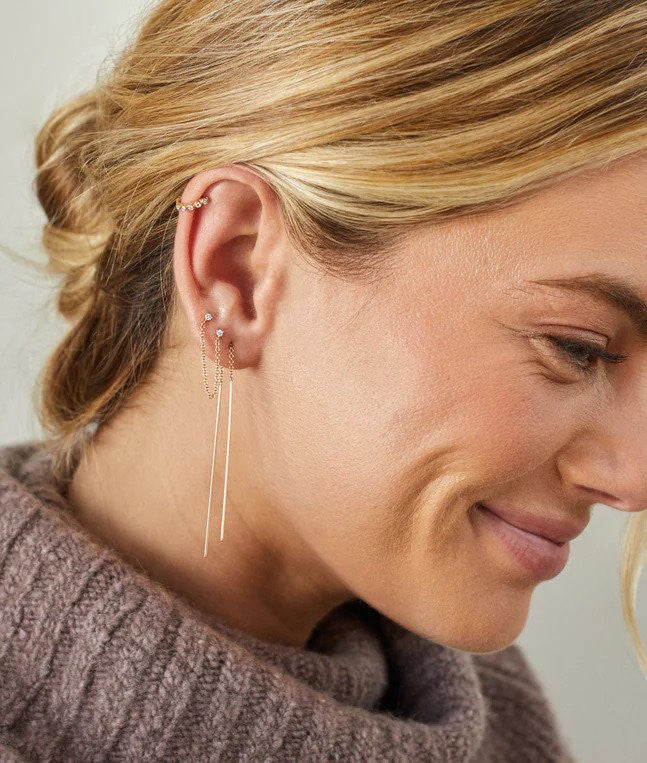 Gold Bar Threader Earrings