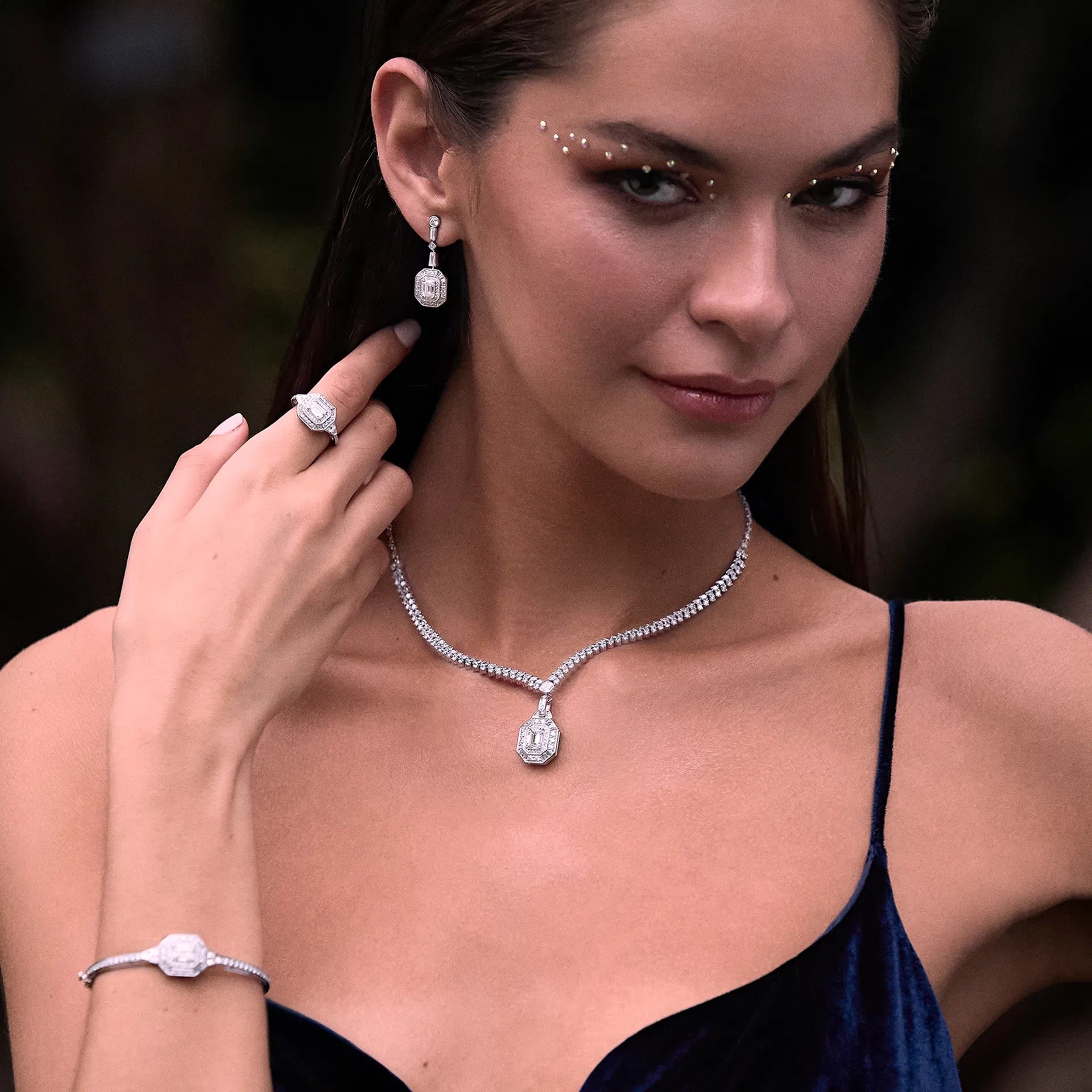 Emerald Cut Diamond Deco 50th Anniversary Ring