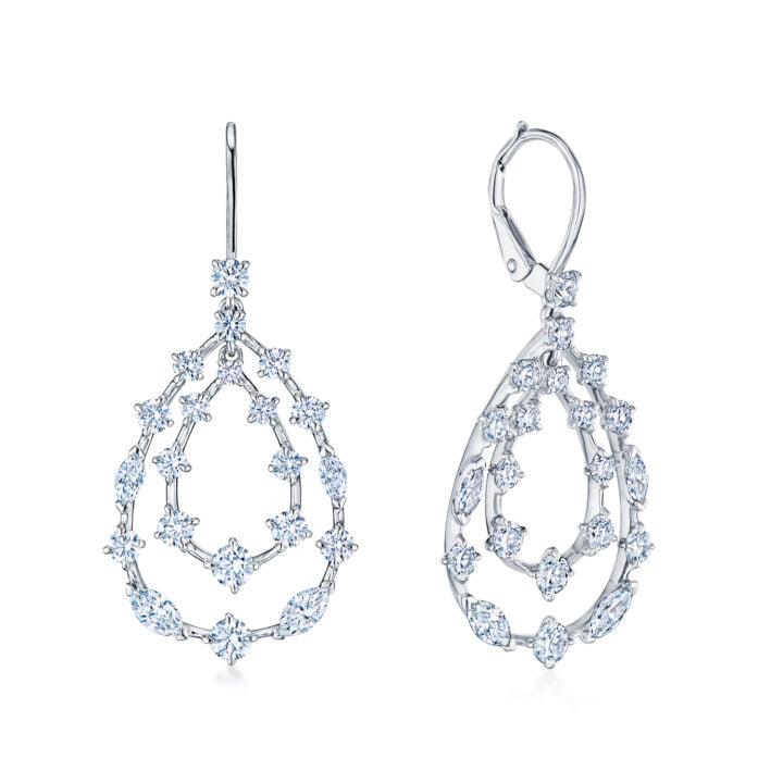 Starry Night Large Double Teardrop Earrings with Diamonds