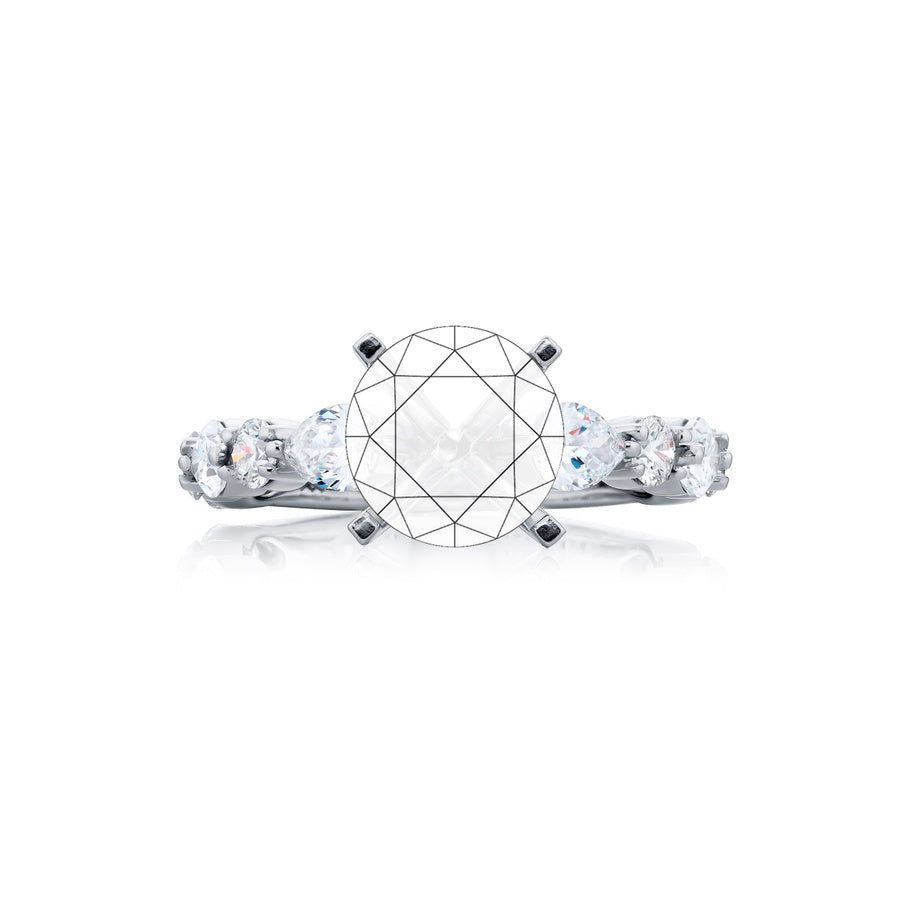 Platinum Pear-Shaped & Round Diamond Semi-Mount