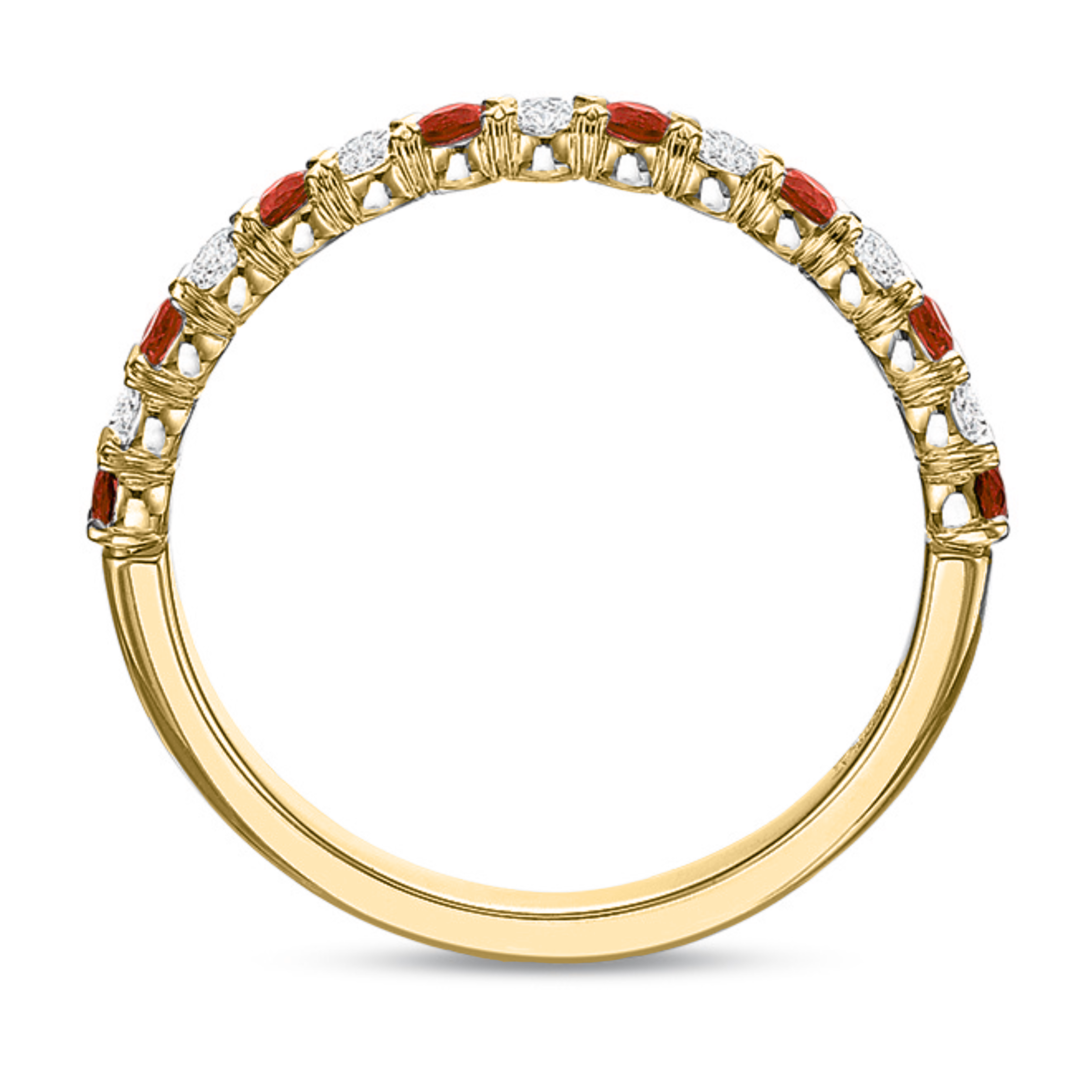 New Aire Silk Prong Ruby and Diamond Band