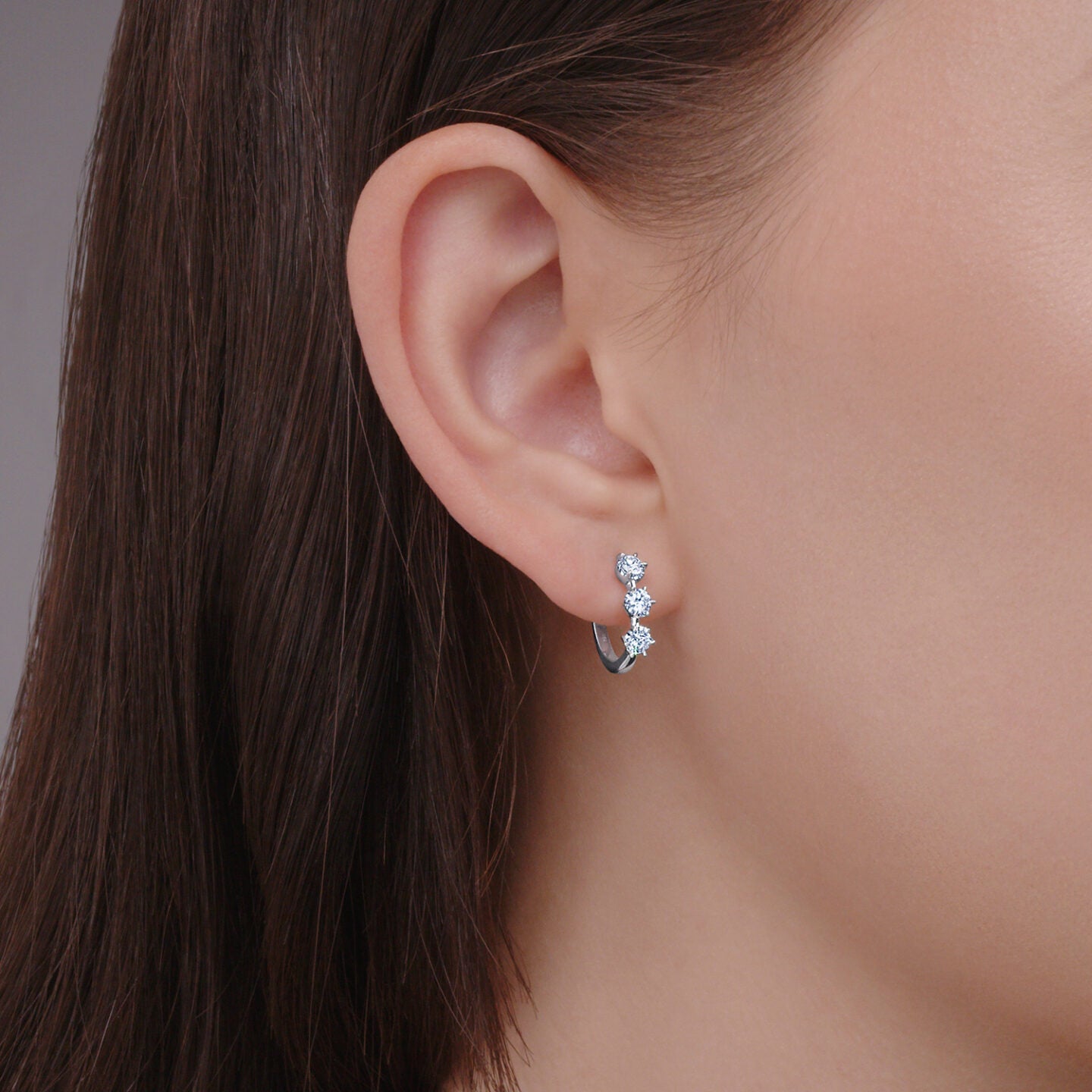 Huggie Hoop Earrings with Diamonds