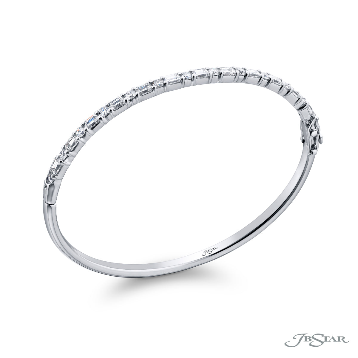 Emerald Cut and Round Diamond Bangle