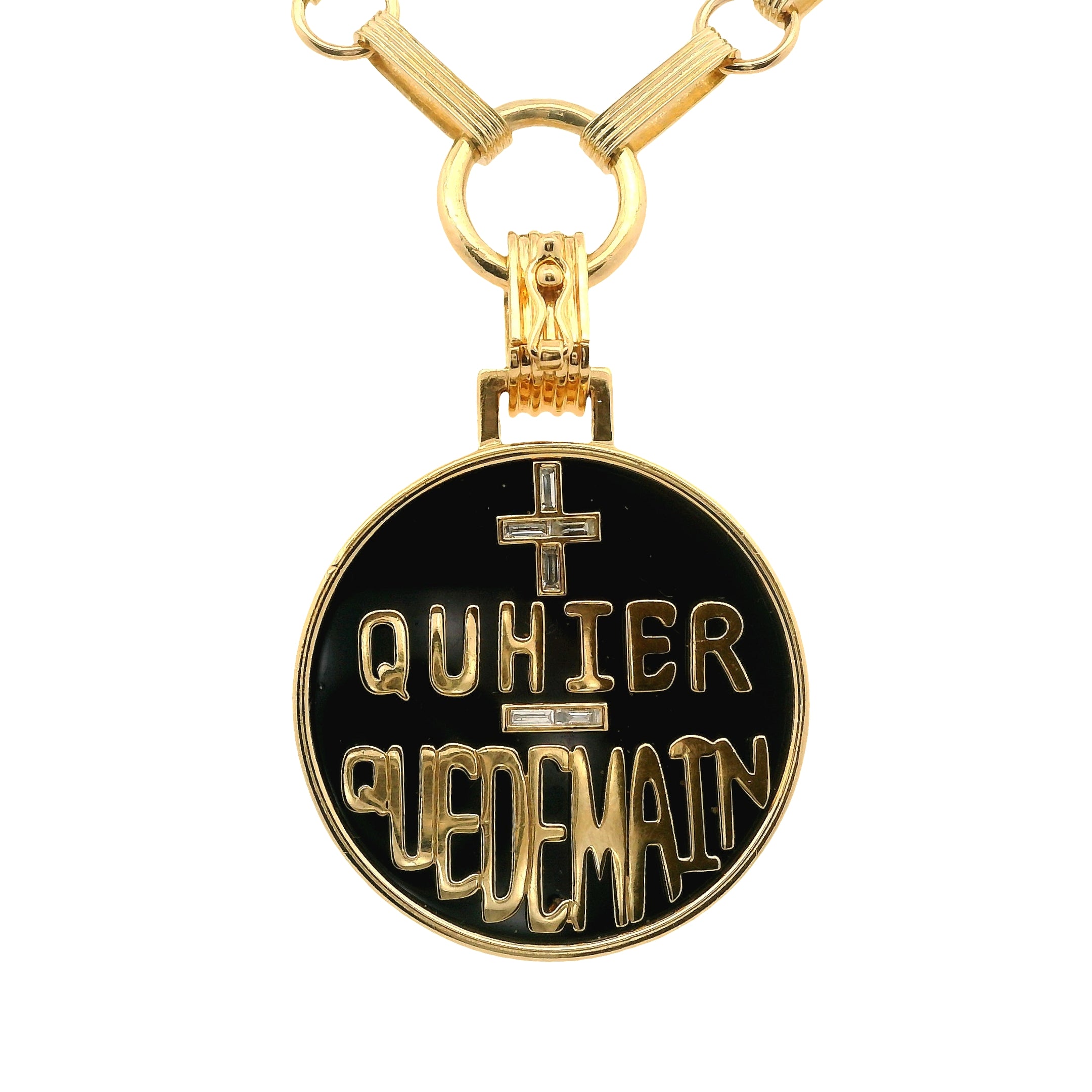 Grandsize +Qu'hier -Que Demain Pendant in Onyx