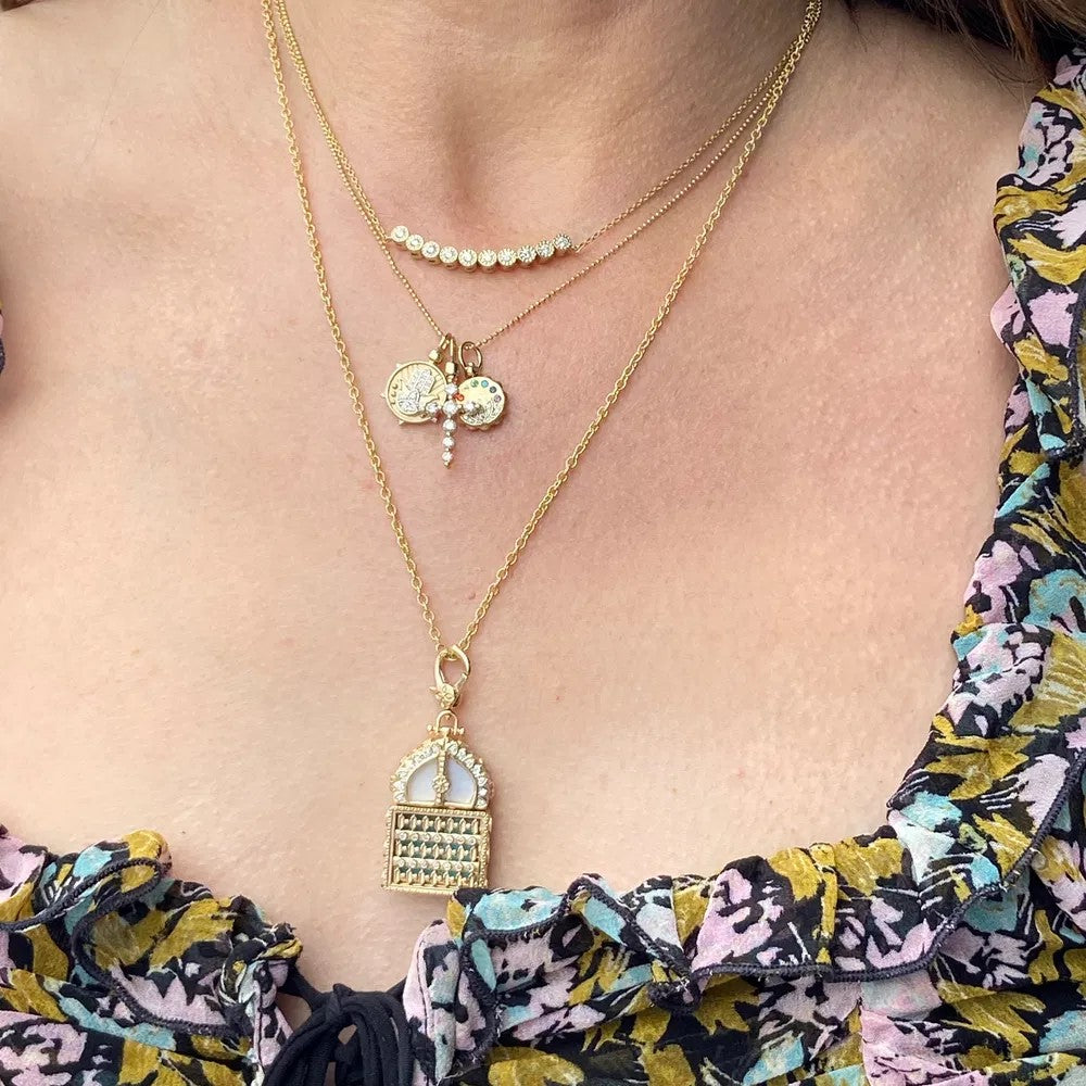 Prong Set Diamond Cross Top Switch Charm