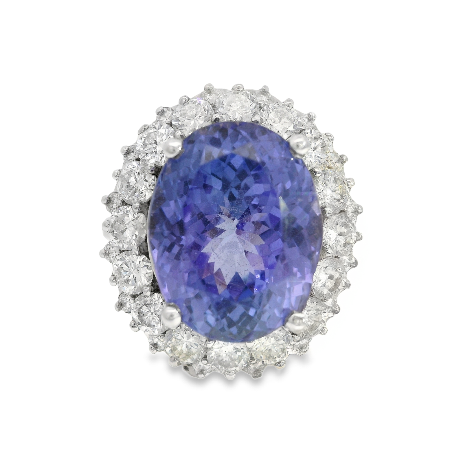Tanzanite & Diamond Double Halo Ring