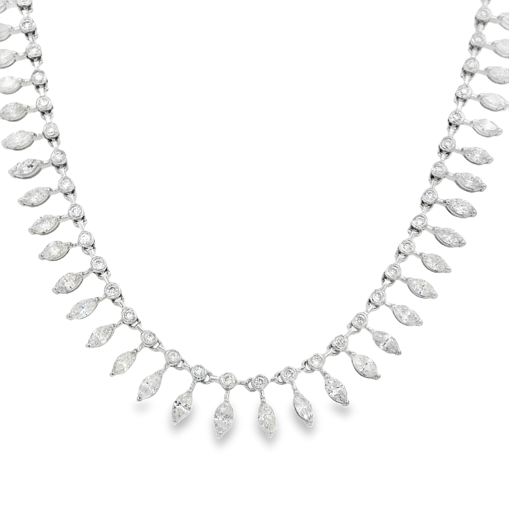 5.00ctw Bezel Set Round and Marquise Double Diamond Half-Way Necklace