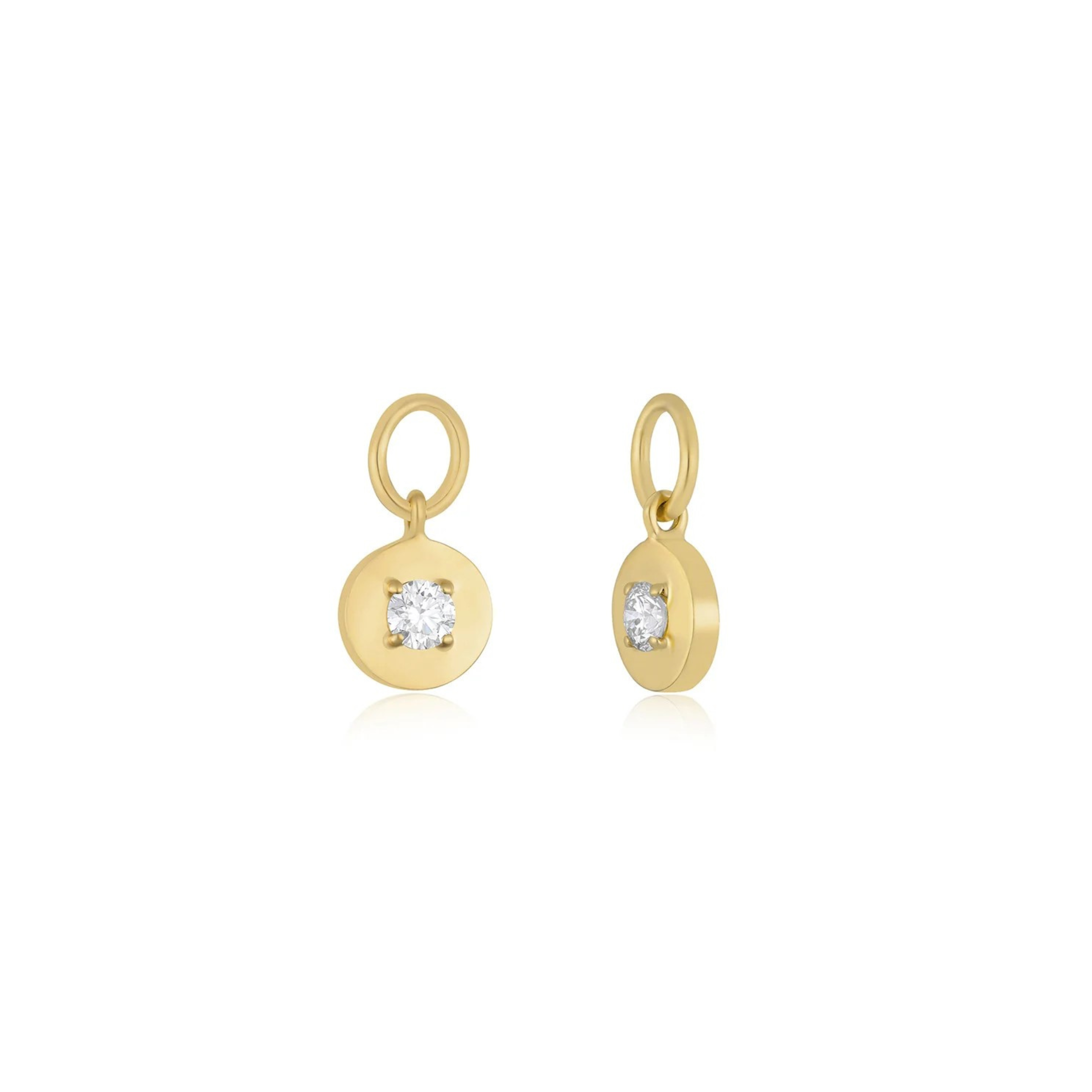 Gold Frame Round Diamond Huggie Charms