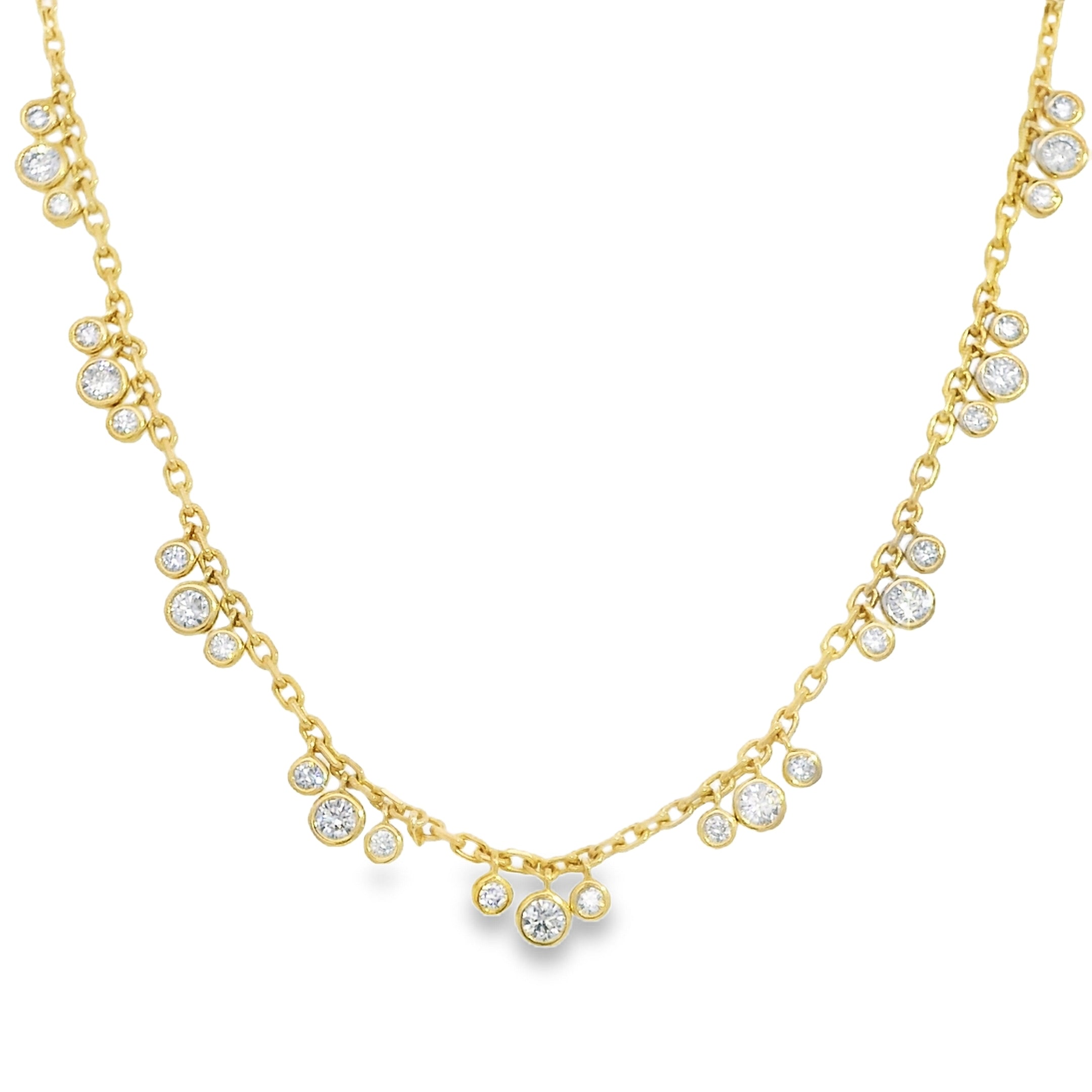 Bezel Round Diamond Shaker Necklace
