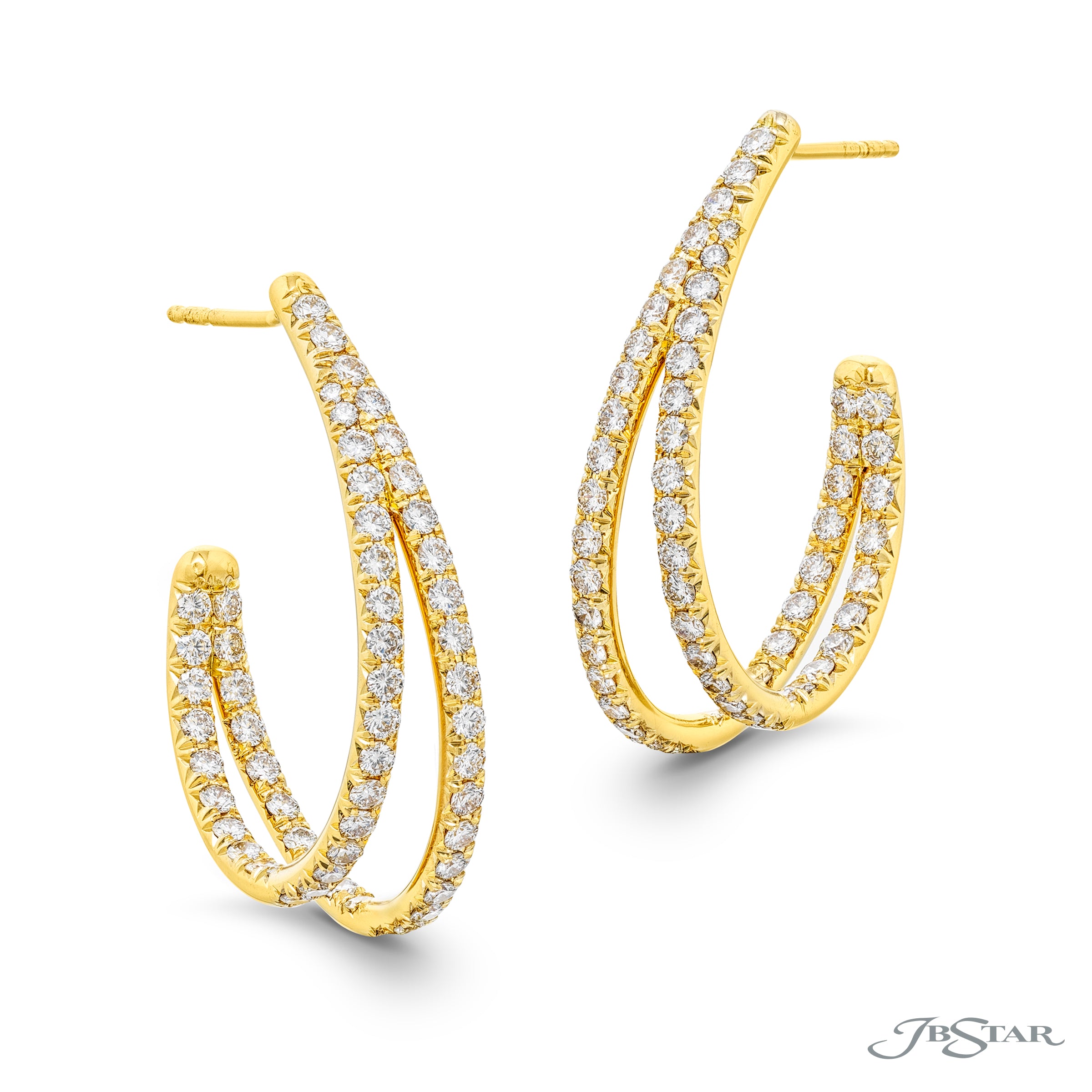 Round Diamond Cut Down Split Open Oval Hoop Earrings