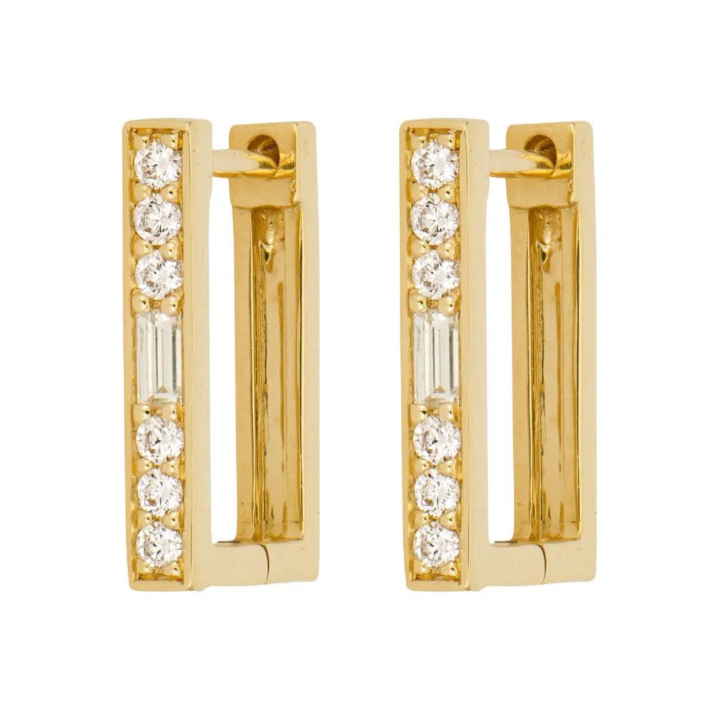 Classic Small Rectangular Diamond Hoops